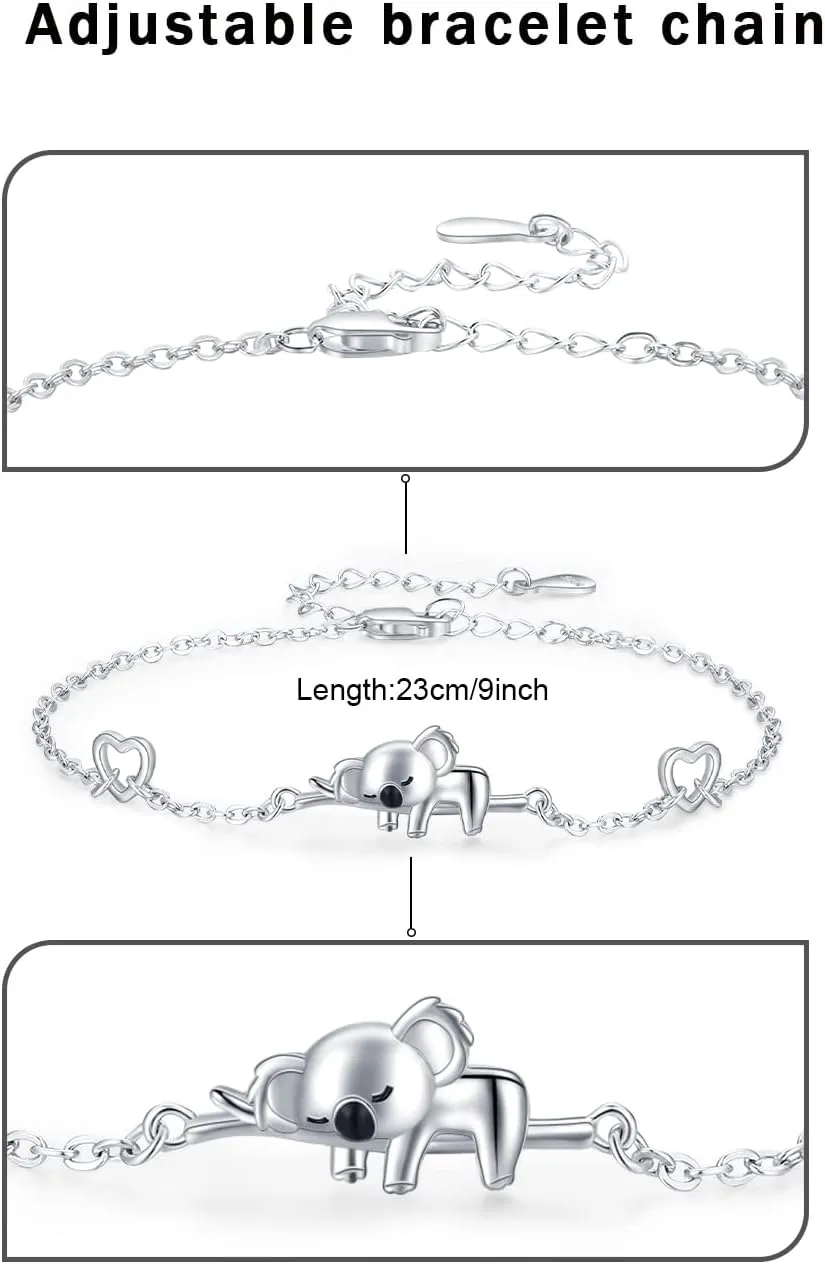 JUSTKIDSTOY Bracelet for Women Girls 925 Sterling Silver Cute Animal Jewelry Brithday Gift for Animal Lover