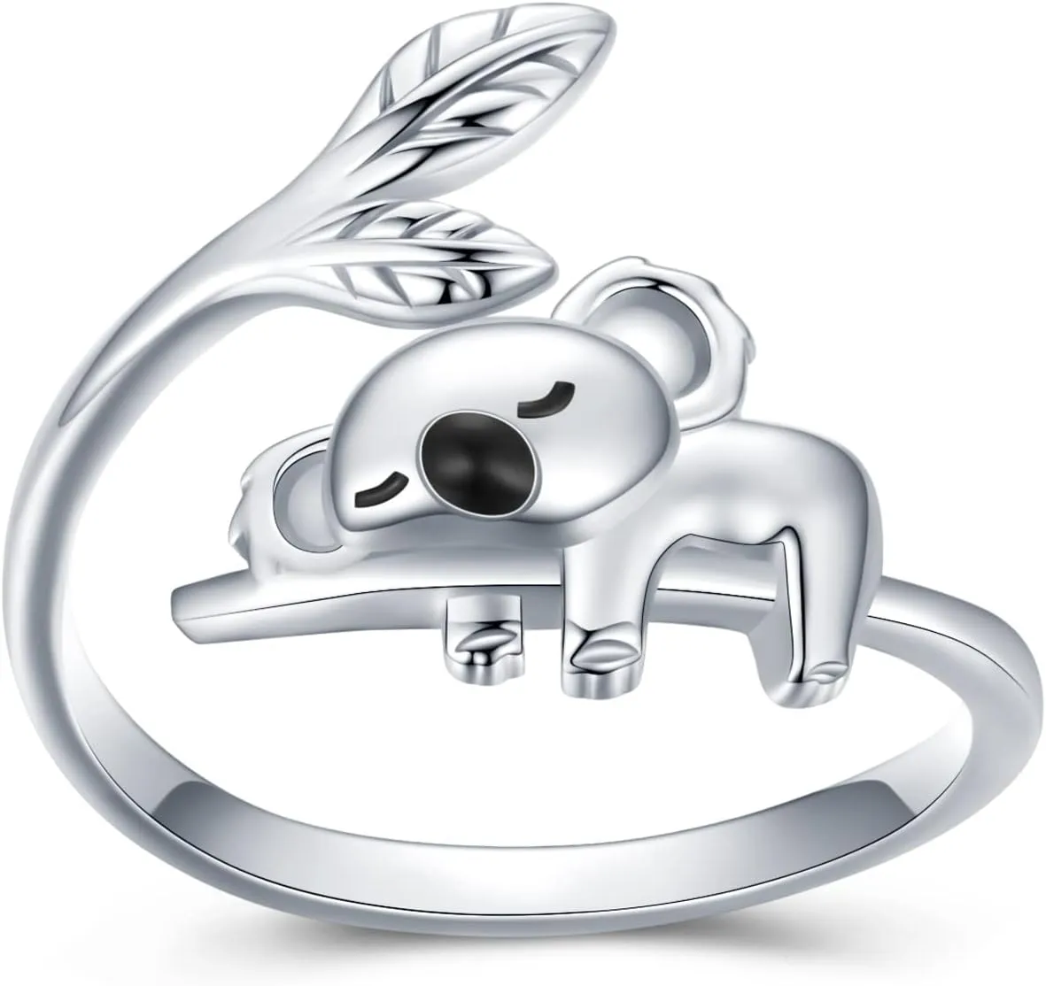 JUSTKIDSTOY Panda/Koala Ring 925 Sterling Silver Cute Animal Ring Adjustable Open Ring Panda Jewelry Gift for Women Girls