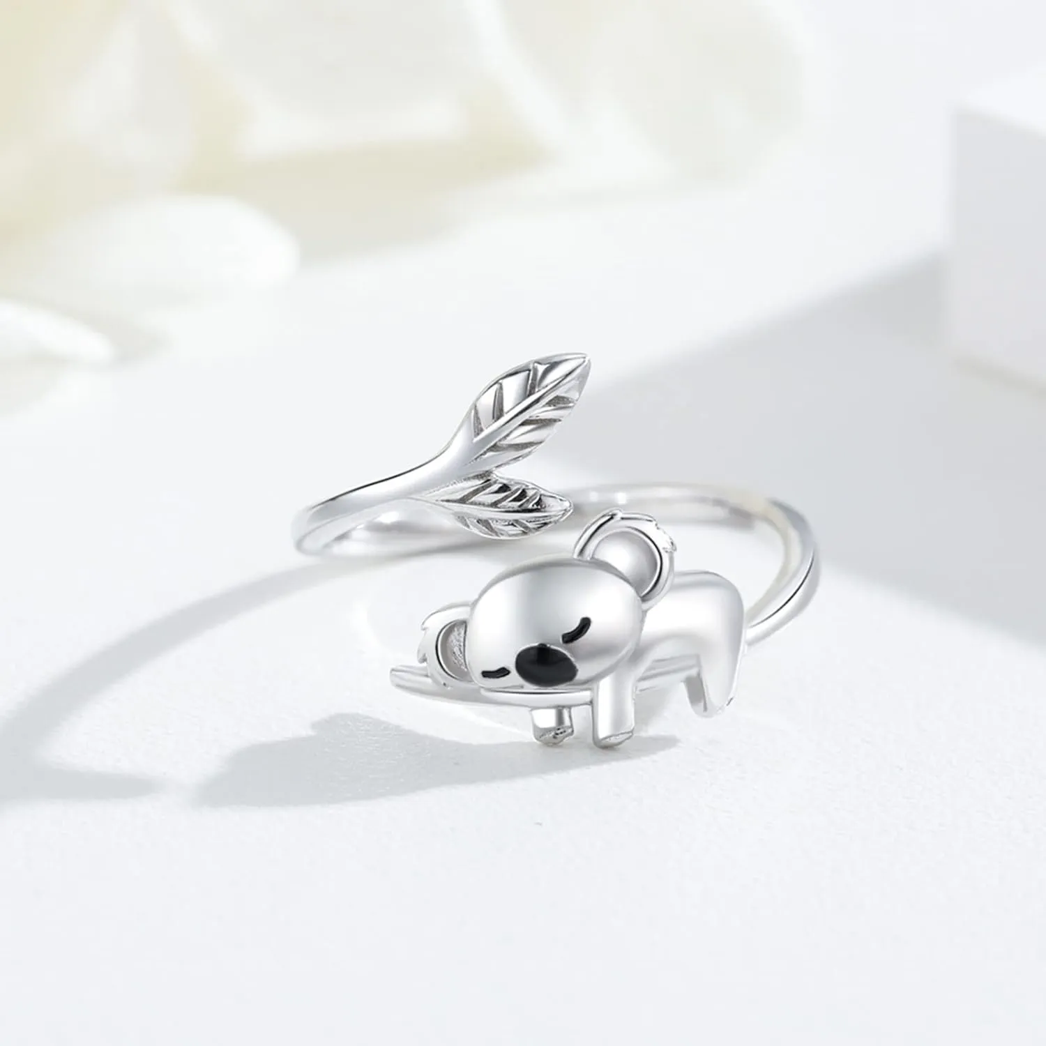 JUSTKIDSTOY Panda/Koala Ring 925 Sterling Silver Cute Animal Ring Adjustable Open Ring Panda Jewelry Gift for Women Girls