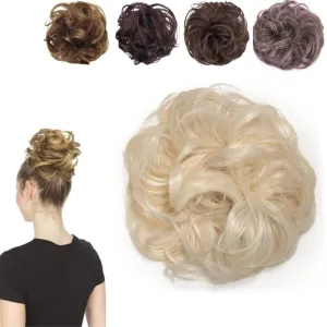 JuvaBun Bleach Blonde Messy Bun Hair Piece - Synthetic Foam Wig for Women