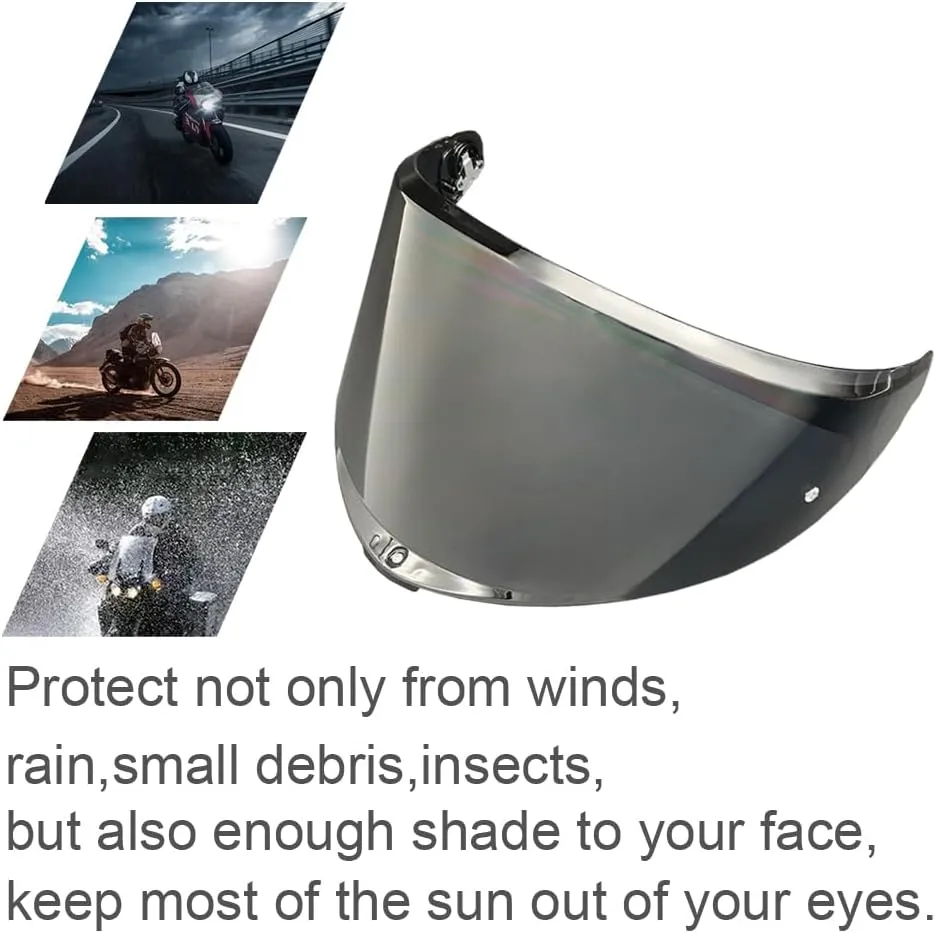 K6 Helmet Visor Replacement,Motorcycle Helmet Face Shield Sunscreen Anti Uv Windshield Compatible with AGV K6 K6S (Black-Day use only)