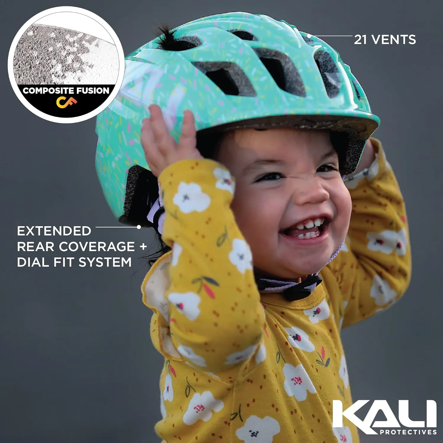 Kali Protectives Chakra Child Bicycle Helmet; Mountain in-Mould Bike Helmet for Child Equipped visor; Dial-Fit; with 21 Vents
