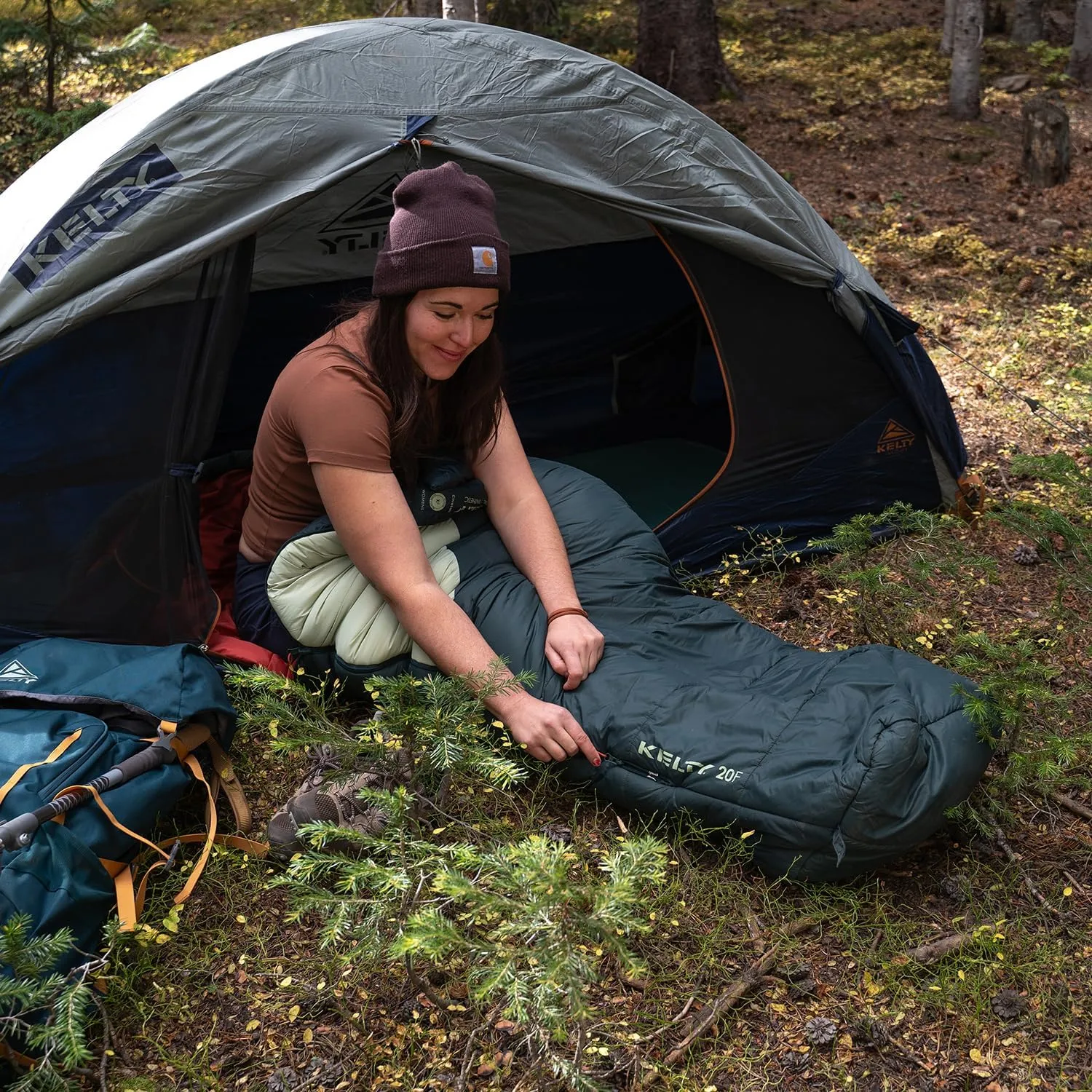 Kelty Cosmic Synthetic Fill 20 Degree Backpacking Sleeping Bag – Compression Straps, Stuff Sack Included