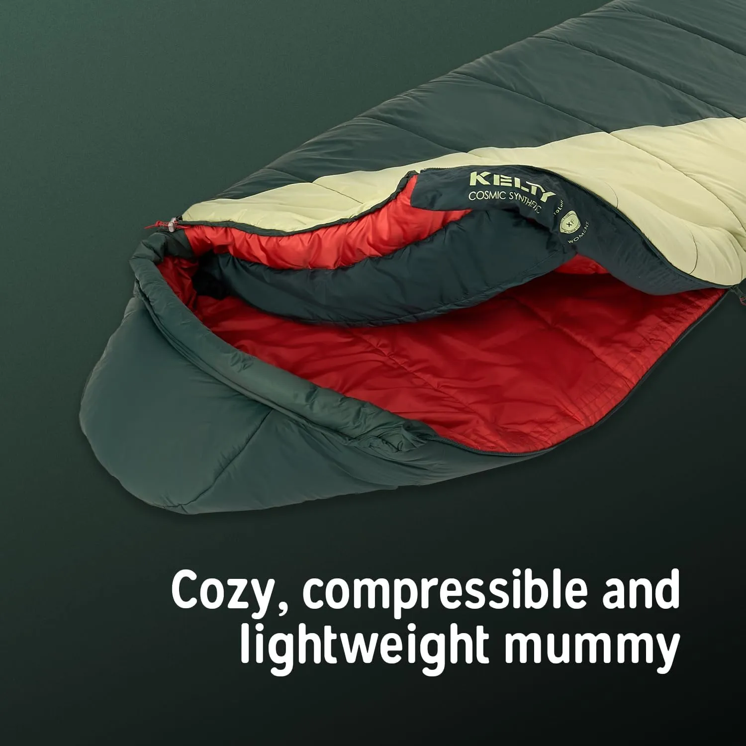 Kelty Cosmic Synthetic Fill 20 Degree Backpacking Sleeping Bag – Compression Straps, Stuff Sack Included