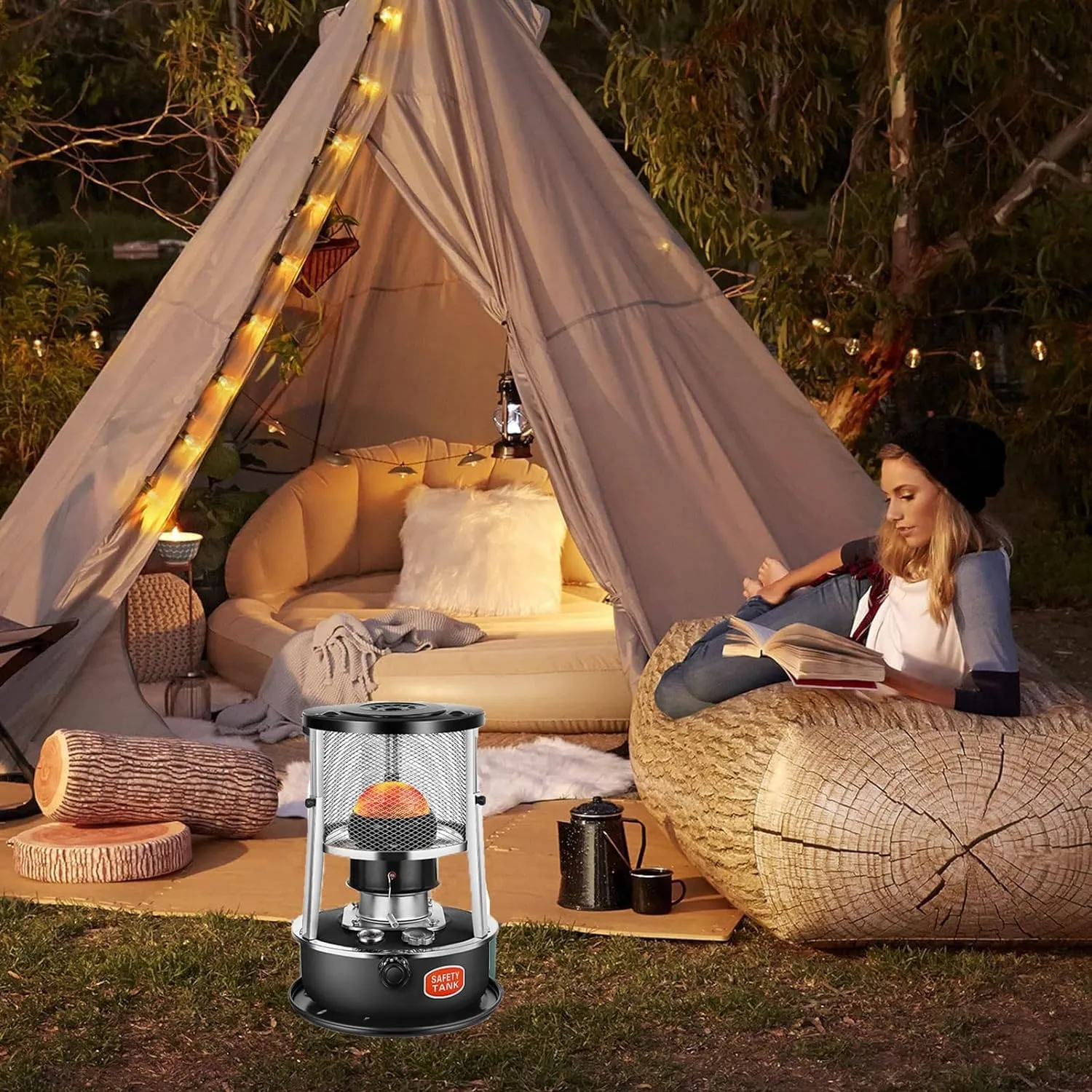 Kerosene Heater for Indoor Camping Stove 4.5L Kerosene Stove Burner Non Electric Efficient Tent Heater Camping Burner