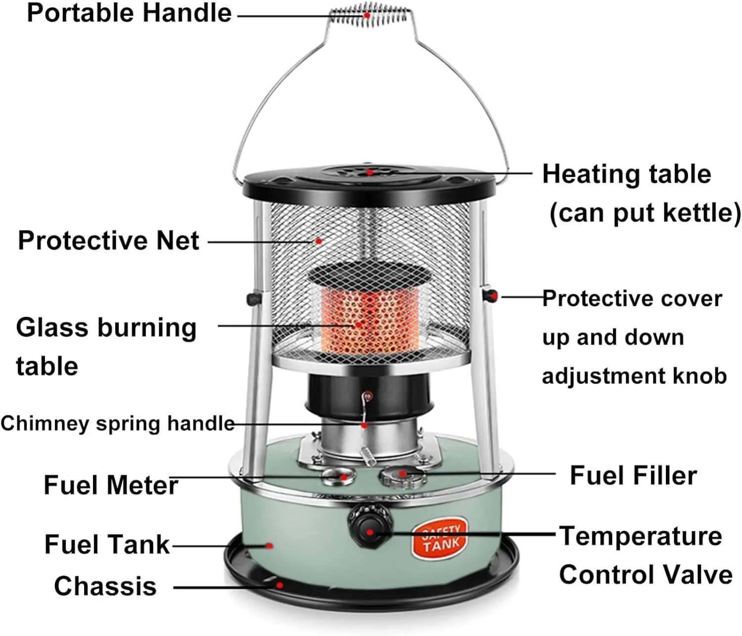 Kerosene Heater for Indoor Camping Stove 4.5L Kerosene Stove Burner Non Electric Efficient Tent Heater Camping Burner