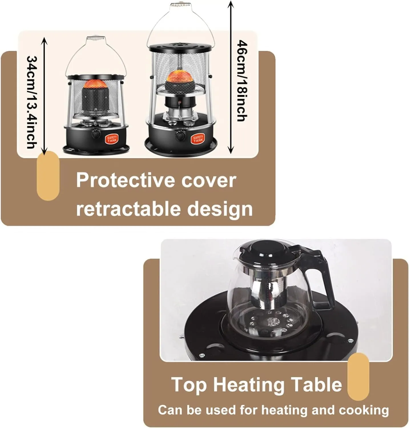 Kerosene Heater for Indoor Camping Stove 4.5L Kerosene Stove Burner Non Electric Efficient Tent Heater Camping Burner