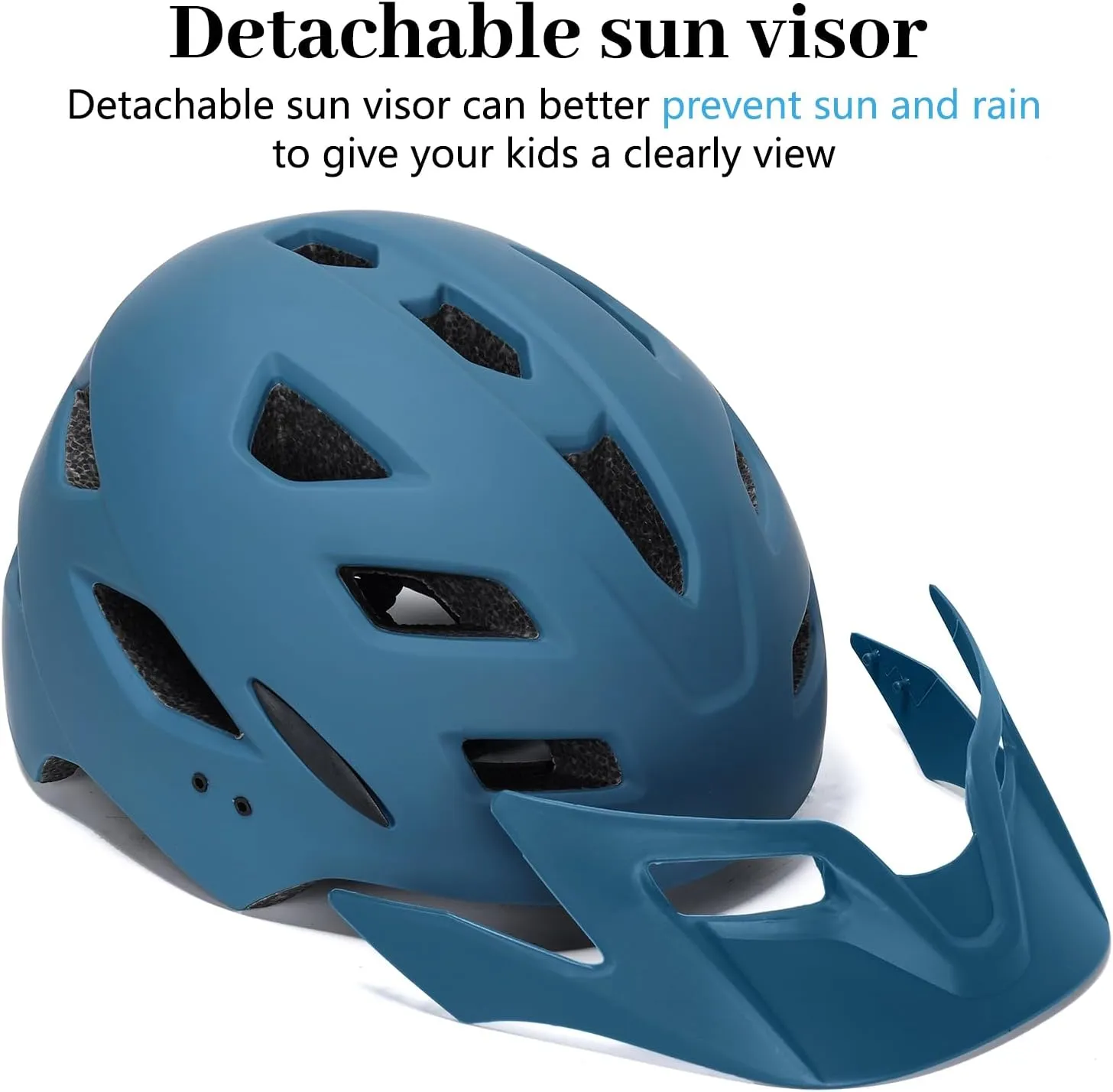 Kids Bike Helmet, Adjustable Youth Boys Girls Helmets for Ages 3-5-8-14 Years (50-57cm), Child Helmet with Visor and LED Light, Lightweight Multi-Sport Bicycle Scooter Skate Cycling Helmets