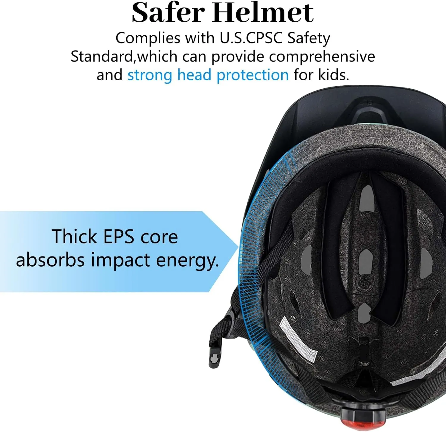 Kids Bike Helmet, Adjustable Youth Boys Girls Helmets for Ages 3-5-8-14 Years (50-57cm), Child Helmet with Visor and LED Light, Lightweight Multi-Sport Bicycle Scooter Skate Cycling Helmets