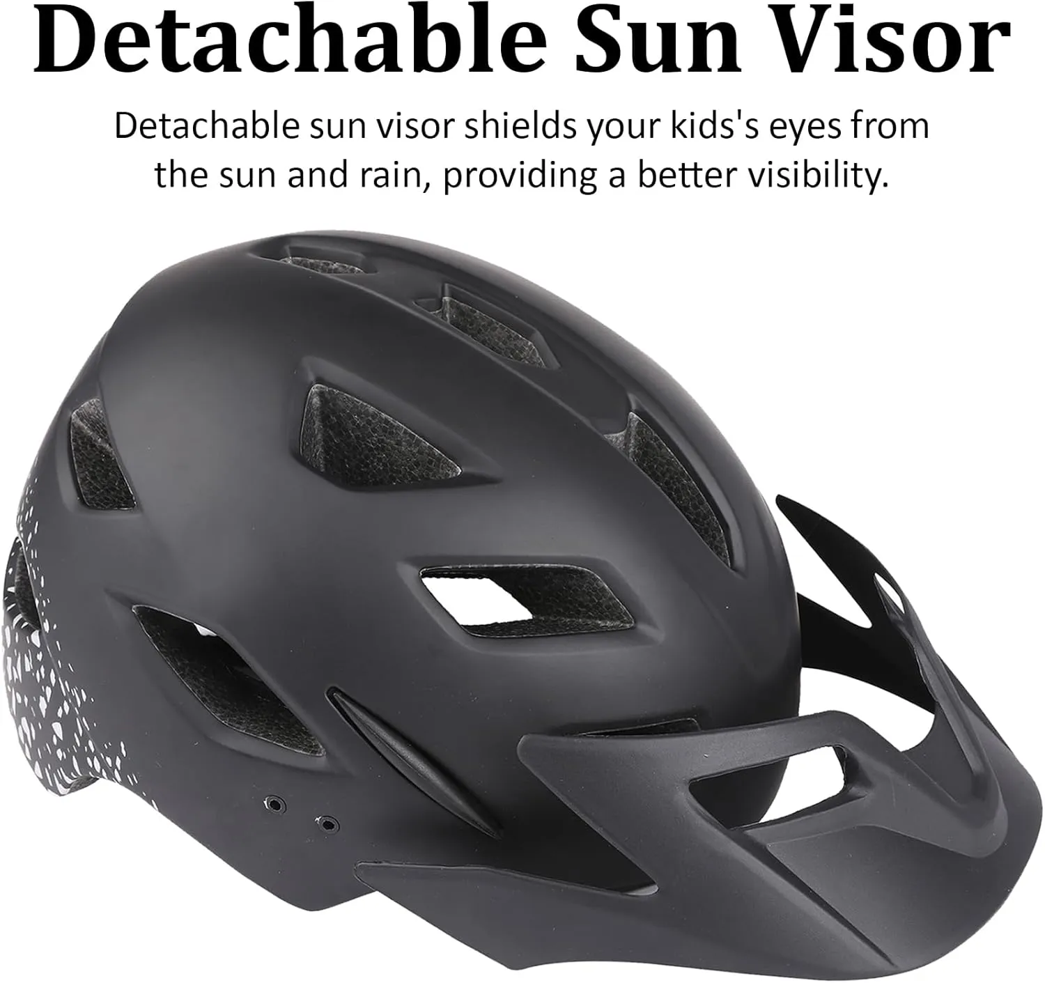 Kids Bike Helmet, Adjustable Youth Boys Girls Helmets for Ages 3-5-8-14 Years (50-57cm), Child Helmet with Visor and LED Light, Lightweight Multi-Sport Bicycle Scooter Skate Cycling Helmets