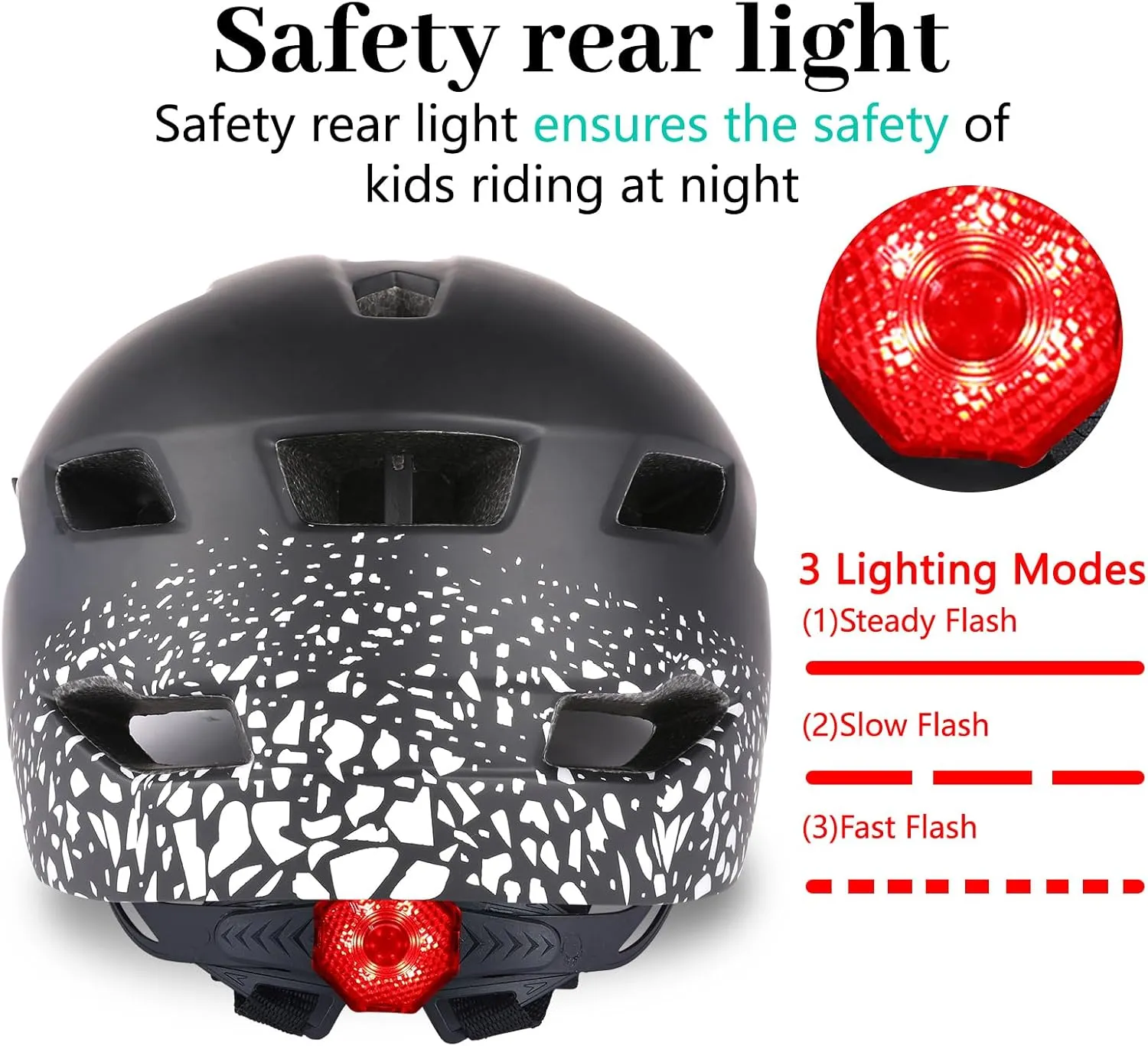 Kids Bike Helmet, Adjustable Youth Boys Girls Helmets for Ages 3-5-8-14 Years (50-57cm), Child Helmet with Visor and LED Light, Lightweight Multi-Sport Bicycle Scooter Skate Cycling Helmets