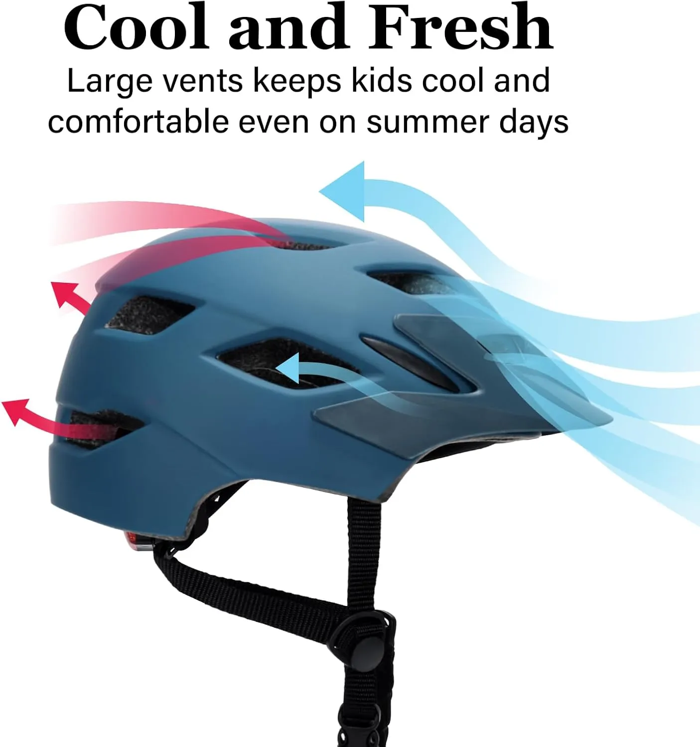 Kids Bike Helmet, Adjustable Youth Boys Girls Helmets for Ages 3-5-8-14 Years (50-57cm), Child Helmet with Visor and LED Light, Lightweight Multi-Sport Bicycle Scooter Skate Cycling Helmets