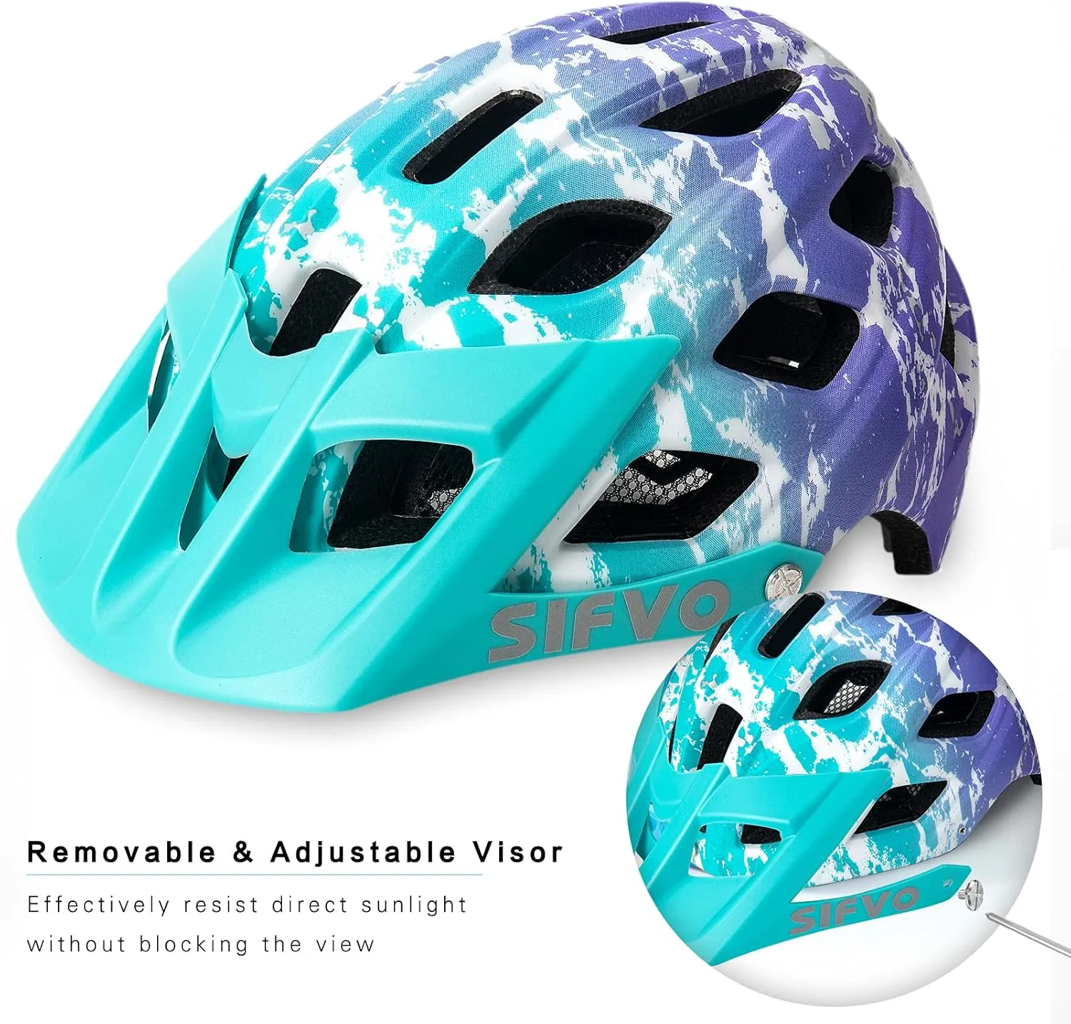 Kids Bike Helmet, SIFVO Kids Helmet 8  Boys and Girls Bike Helmet with Cool Visor, Bike Helmets for Kids, Youth Bike Helmet Kids Mountain Bike Helmet Lightweight and Sturdy【55-58cm】