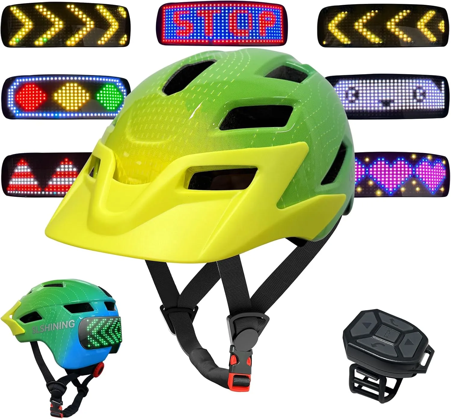 Kids Bike Helmet with LED Lights, Remote Control Turn Signals Safety Helmet Back Light for Youth Mountain Cycling Scooter Skateboarding, Adjustable and Lightweight for Boys Girls