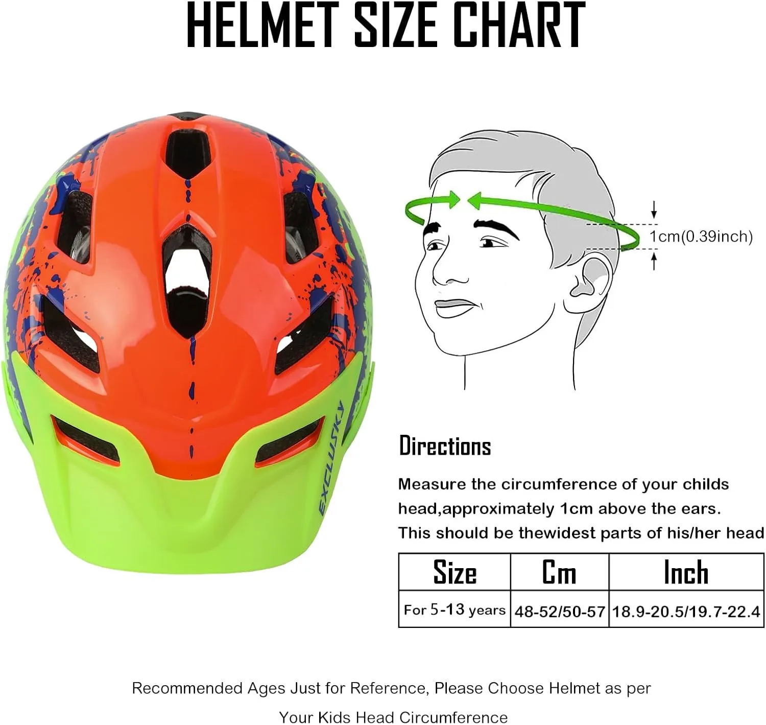 Kids Helmet, Exclusky Kids Bike Helmet Adjustable Safety Lightweight Children Bicycle Helmet for Kids Skating Cycling Scooter Boys and Girls Bicycle Helmets Ages 5-8-14