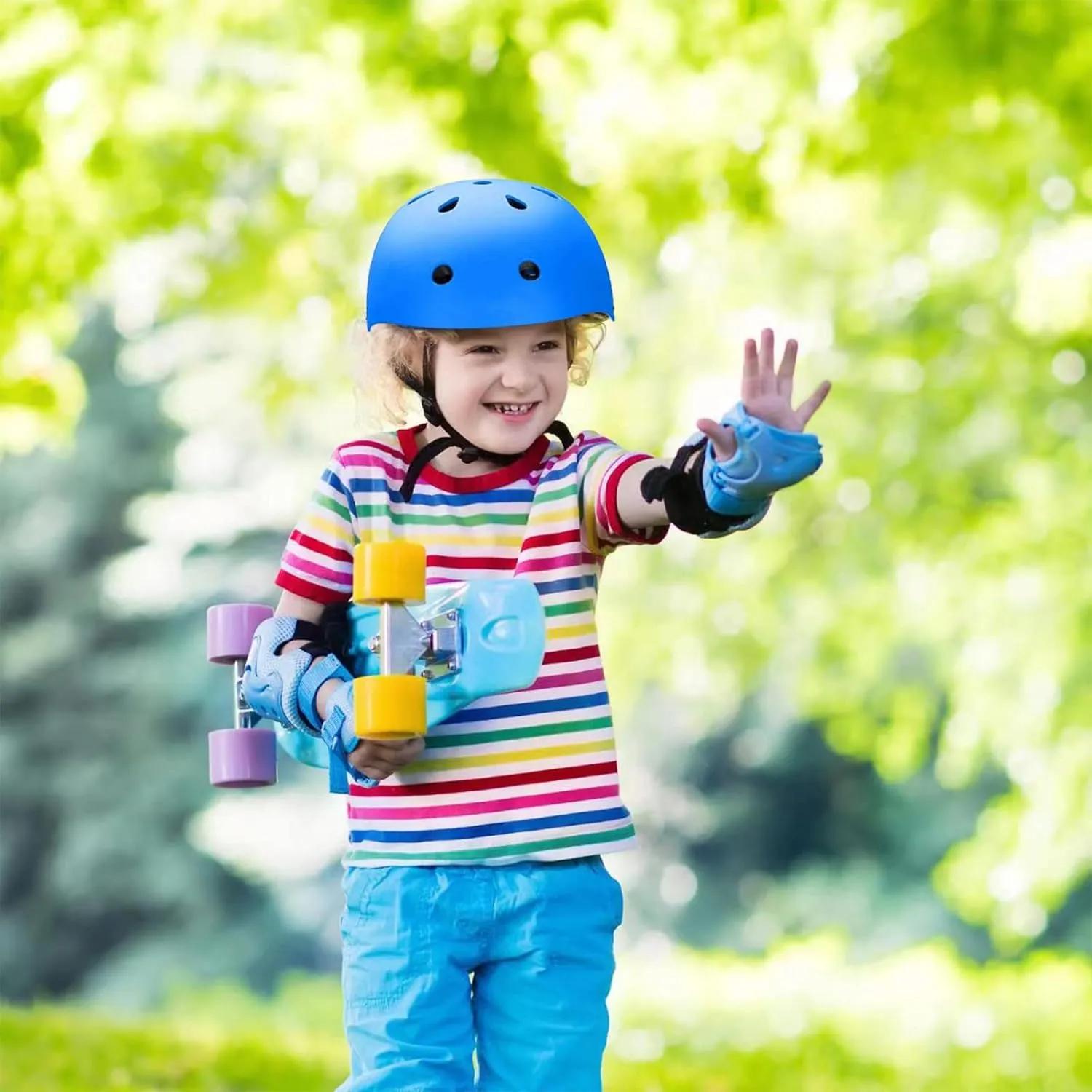 Kids Helmet Set with Knee Pads Elbow Pads Wrist Guards,Adjustable Helmet for Toddler Kids&Youth,3~14yrs Girl Boy Kids Protective Gear Set for Roller Skate Scooter Inline skatings Longboard