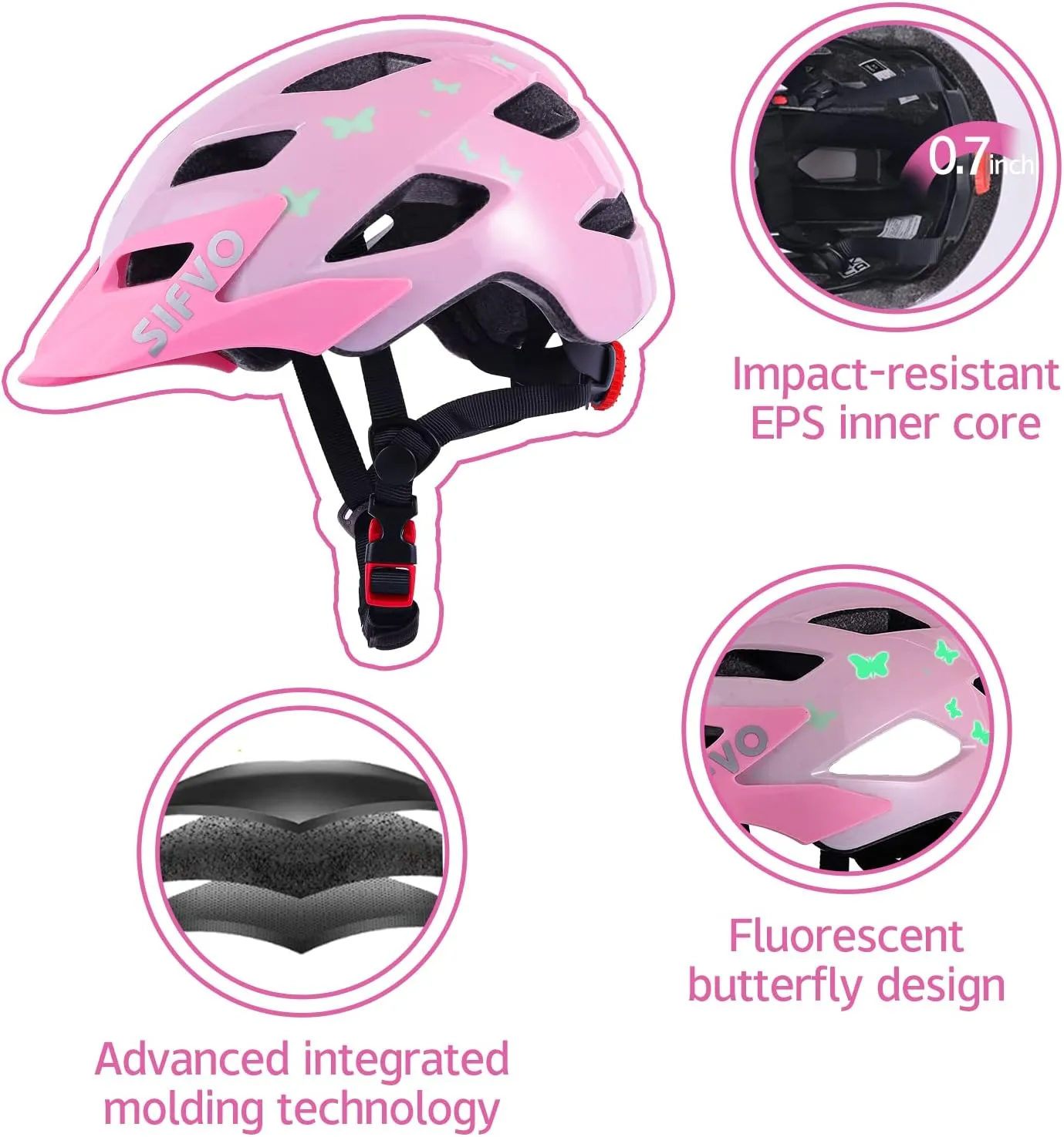 Kids Helmet, SIFVO Kids Bike Helmet Boys and Girls Bike Helmet with Cool Visor Helmet for Kids 5-14, Kids Bike Helmets Youth Bike Helmet Adjustable & Lightweight 50-57cm