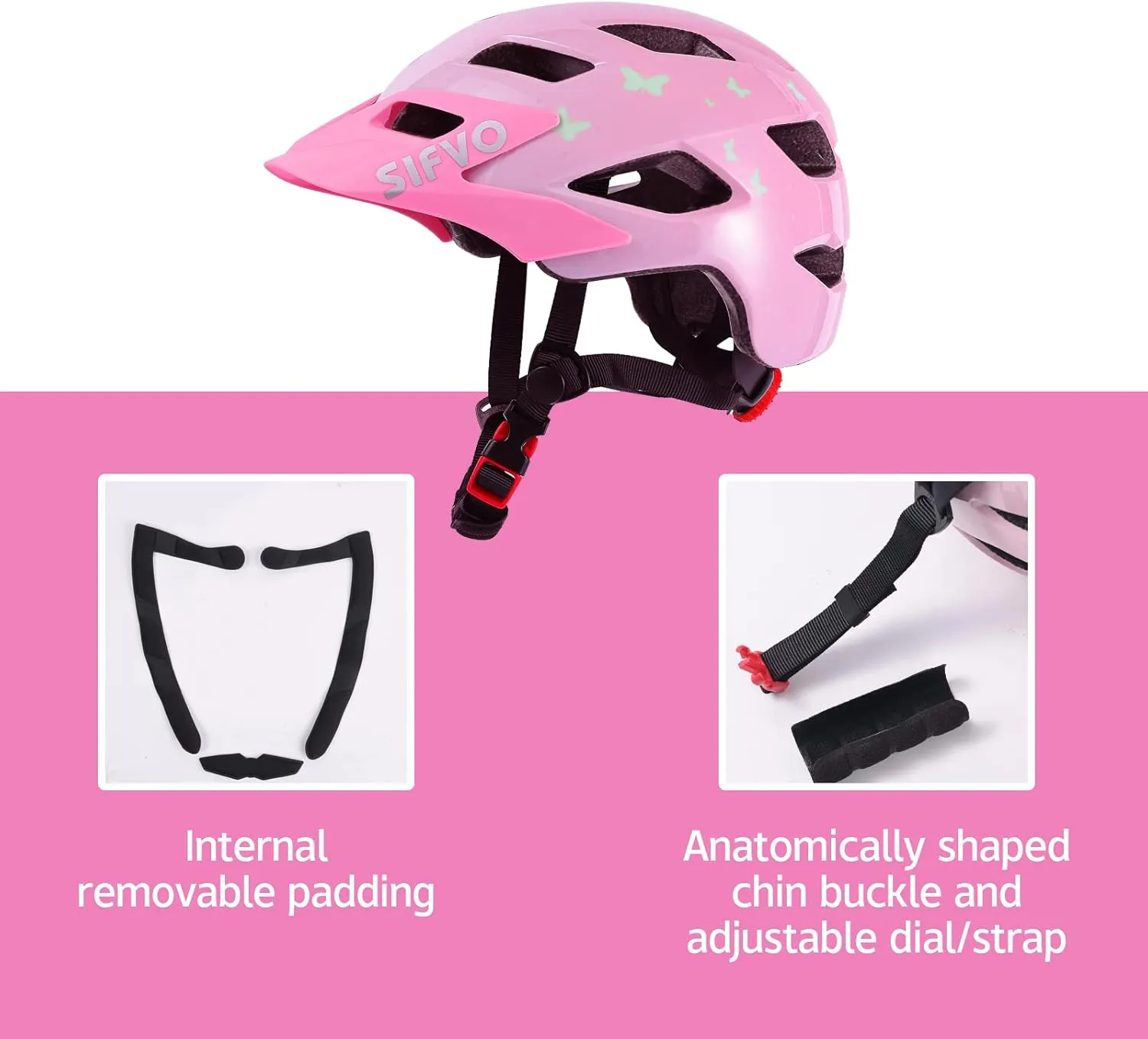 Kids Helmet, SIFVO Kids Bike Helmet Boys and Girls Bike Helmet with Cool Visor Helmet for Kids 5-14, Kids Bike Helmets Youth Bike Helmet Adjustable & Lightweight 50-57cm