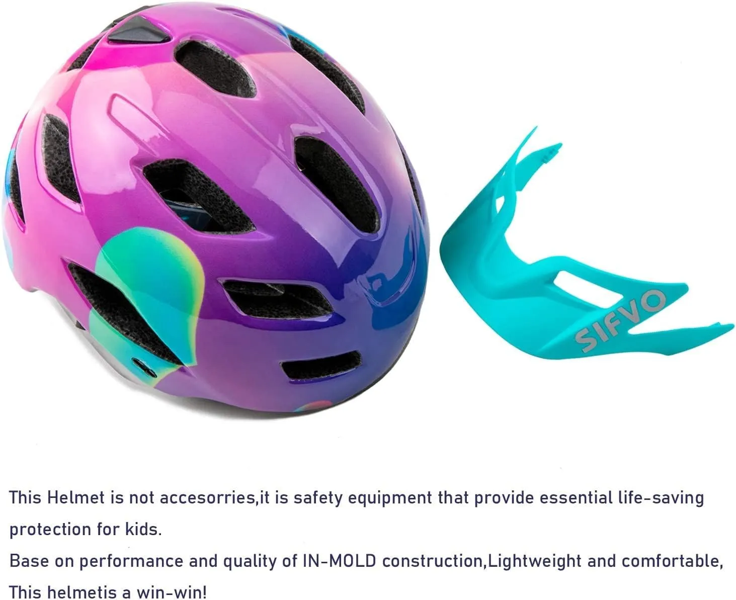 Kids Helmet, SIFVO Kids Bike Helmet Boys and Girls Bike Helmet with Cool Visor Helmet for Kids 5-14, Kids Bike Helmets Youth Bike Helmet Adjustable & Lightweight 50-57cm