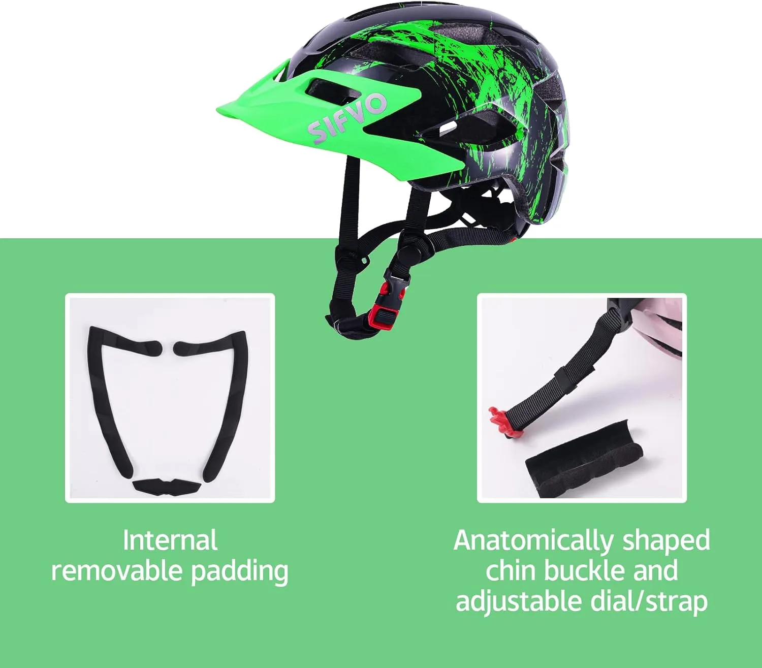 Kids Helmet, SIFVO Kids Bike Helmet Boys and Girls Bike Helmet with Cool Visor Helmet for Kids 5-14, Kids Bike Helmets Youth Bike Helmet Adjustable & Lightweight 50-57cm
