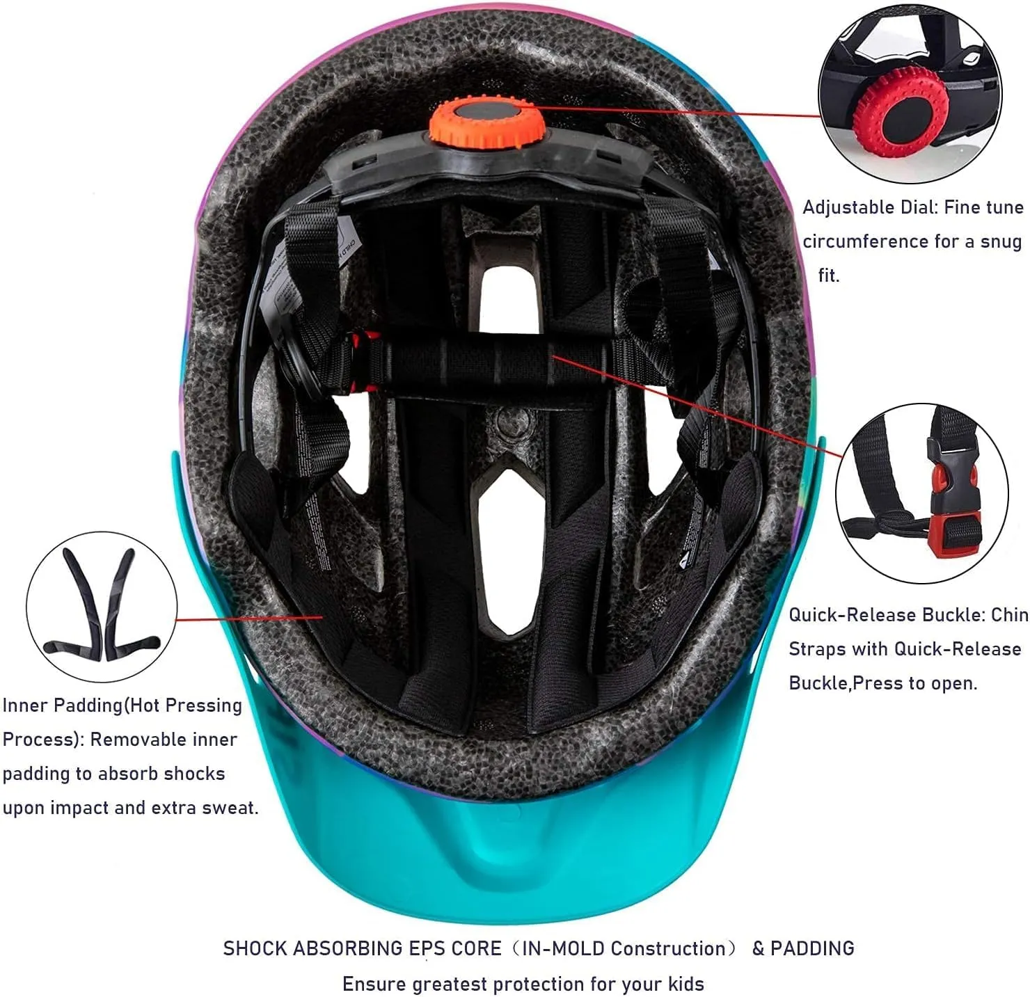 Kids Helmet, SIFVO Kids Bike Helmet Boys and Girls Bike Helmet with Cool Visor Helmet for Kids 5-14, Kids Bike Helmets Youth Bike Helmet Adjustable & Lightweight 50-57cm