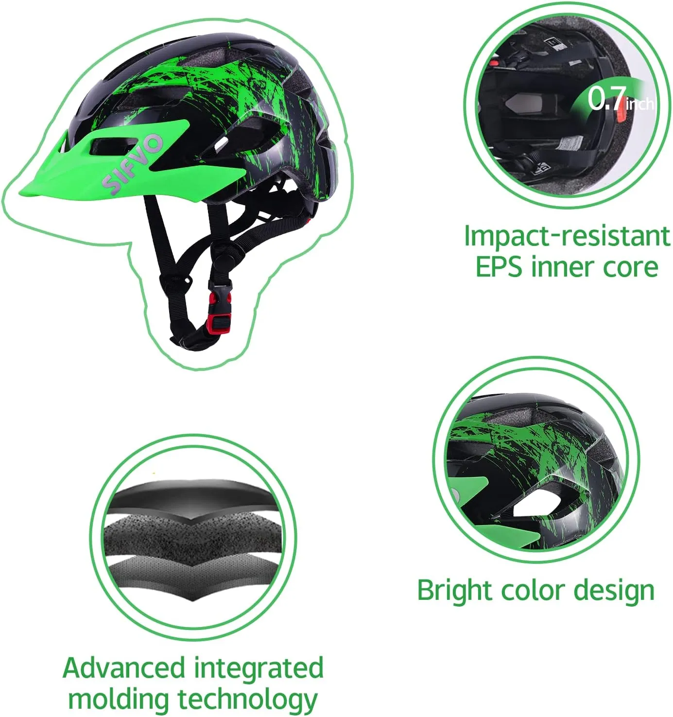 Kids Helmet, SIFVO Kids Bike Helmet Boys and Girls Bike Helmet with Cool Visor Helmet for Kids 5-14, Kids Bike Helmets Youth Bike Helmet Adjustable & Lightweight 50-57cm