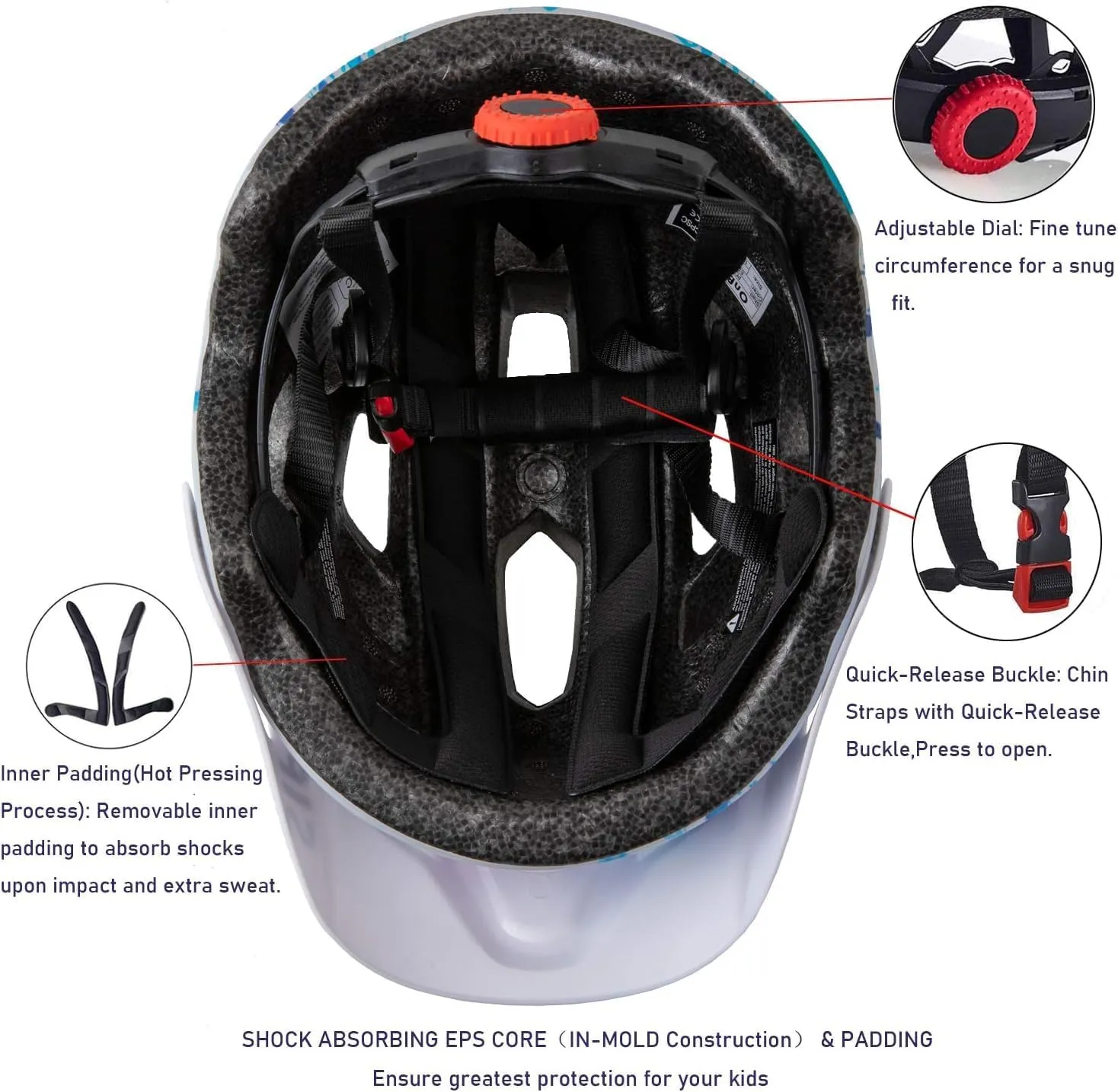 Kids Helmet, SIFVO Kids Bike Helmet Boys and Girls Bike Helmet with Cool Visor Helmet for Kids 5-14, Kids Bike Helmets Youth Bike Helmet Adjustable & Lightweight 50-57cm
