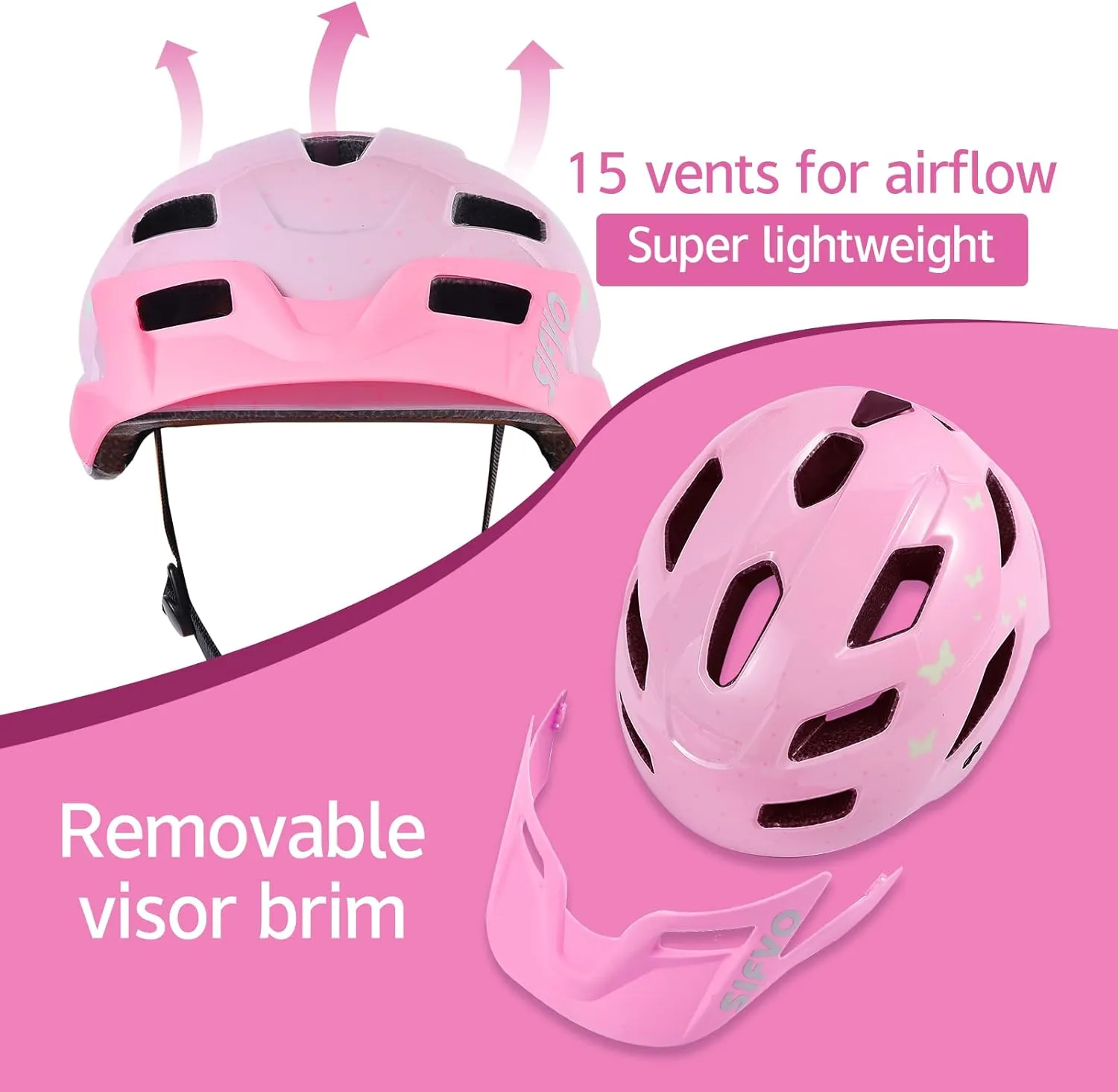 Kids Helmet, SIFVO Kids Bike Helmet Boys and Girls Bike Helmet with Cool Visor Helmet for Kids 5-14, Kids Bike Helmets Youth Bike Helmet Adjustable & Lightweight 50-57cm