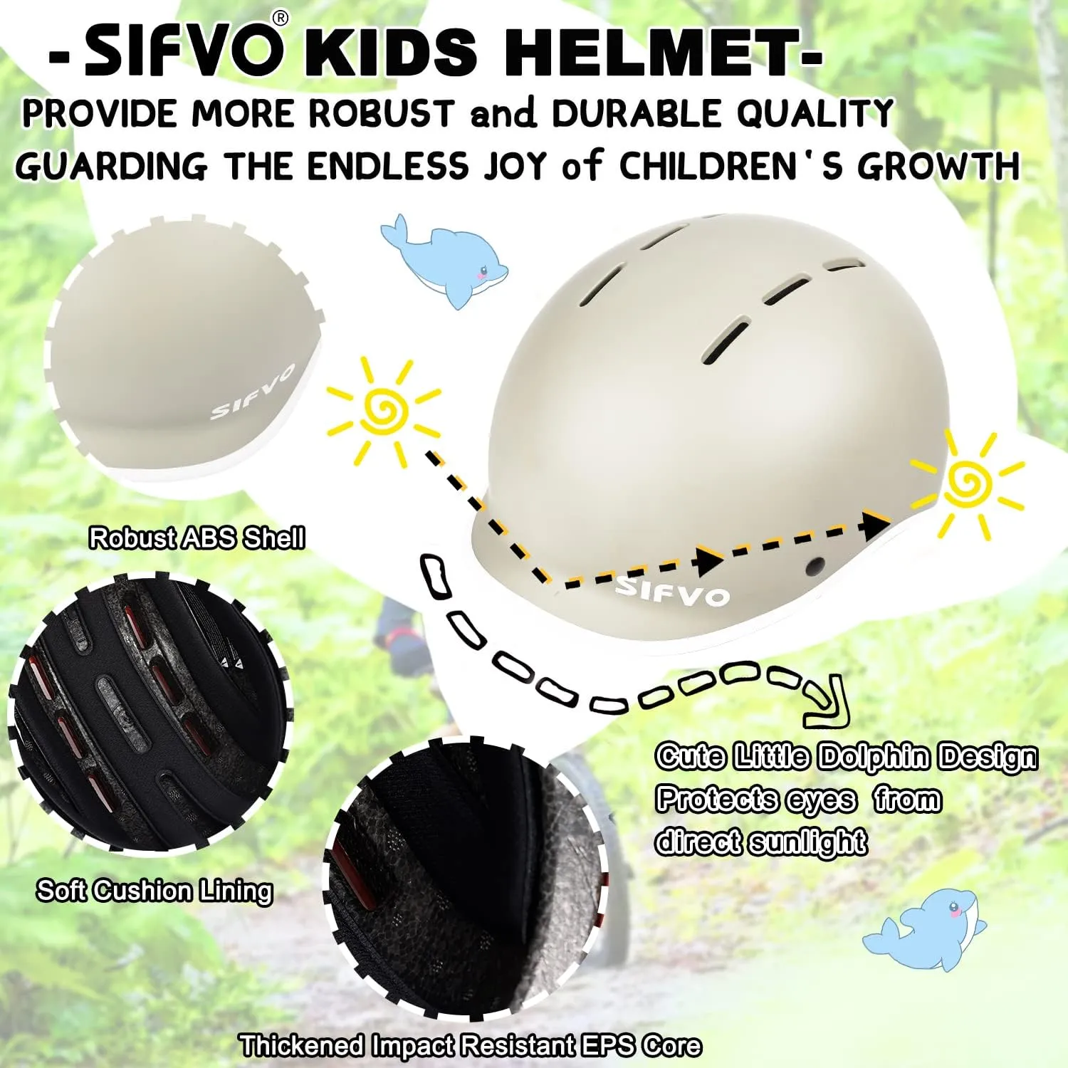 Kids Helmet, SIFVO Kids Bike Helmet Skateboard Helmet Scooter Helmet All-Round Protection Boys Girls Bike Helmet Kids to Youth Extended Visor Adjustable & Durable 51-55cm
