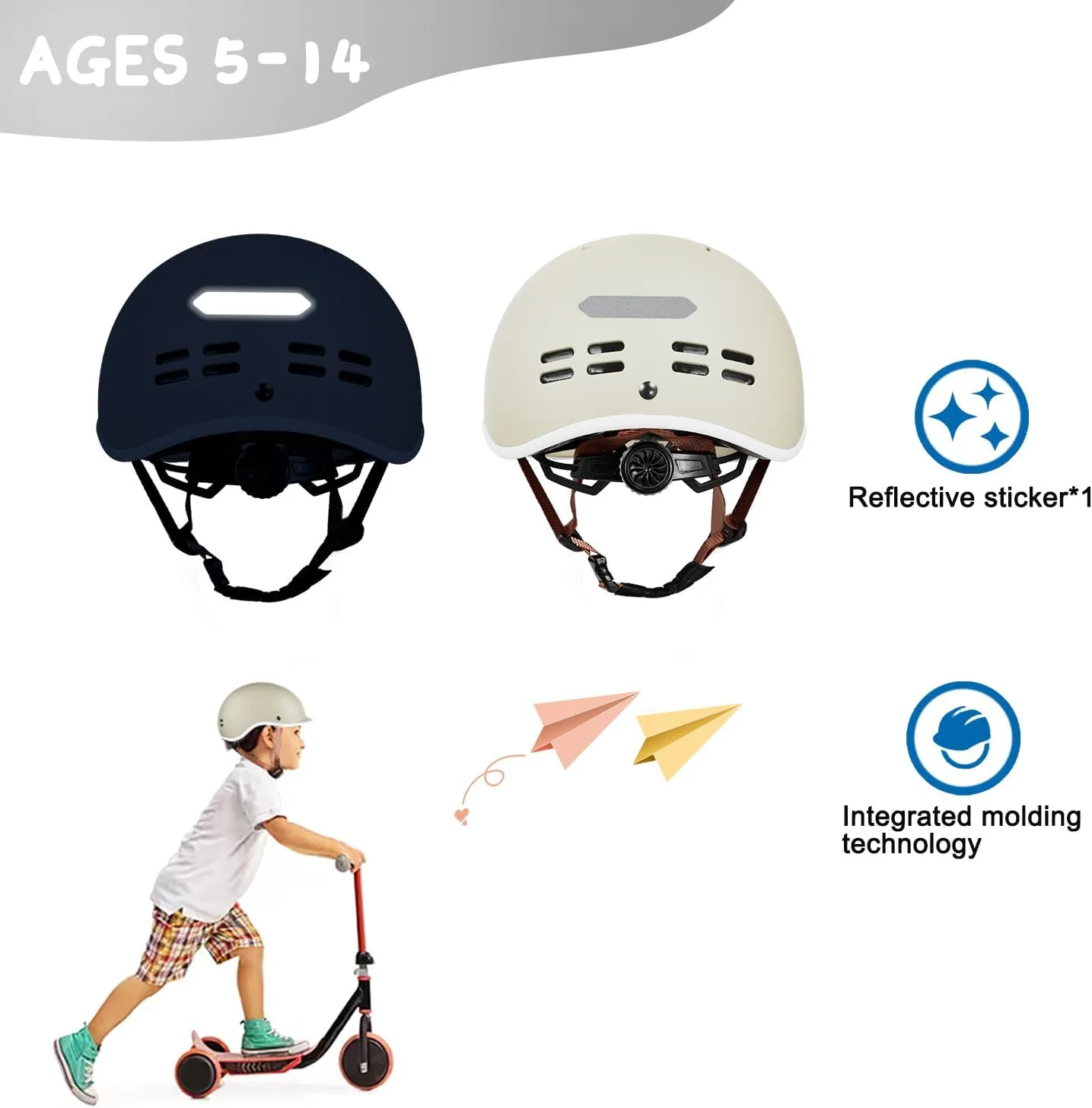 Kids Helmet, SIFVO Kids Bike Helmet Skateboard Helmet Scooter Helmet All-Round Protection Boys Girls Bike Helmet Kids to Youth Extended Visor Adjustable & Durable 51-55cm