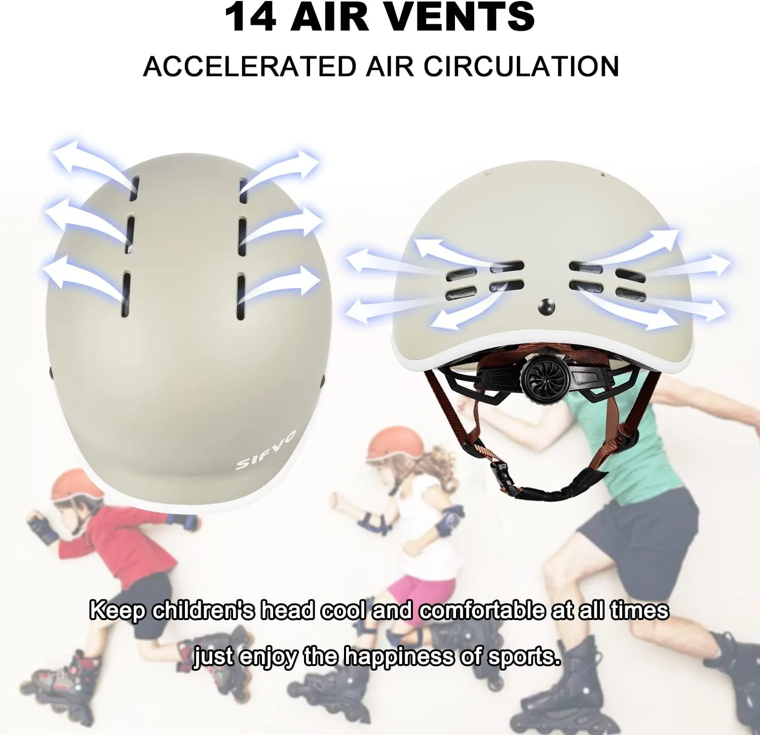 Kids Helmet, SIFVO Kids Bike Helmet Skateboard Helmet Scooter Helmet All-Round Protection Boys Girls Bike Helmet Kids to Youth Extended Visor Adjustable & Durable 51-55cm