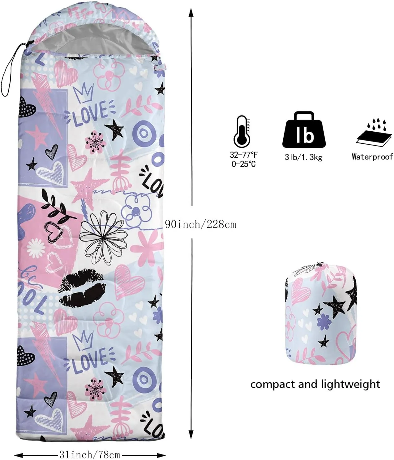 Kids Sleeping Bag for Boys Girls,3D Basketball Print-Lightweight Warm Portable Outdoor Indoor-Waterproof Cold Weather Resistant Sleeping Bag for Camping Hiking