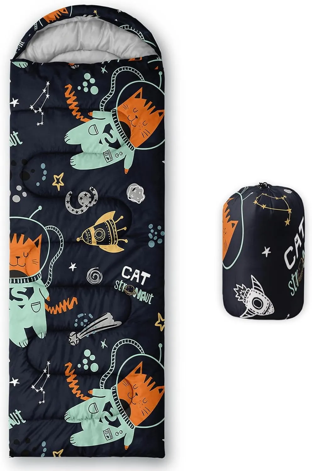 Kids Sleeping Bag for Boys Girls,Blue Ripples Print-Lightweight Warm Portable Outdoor Indoor-Waterproof Cold Weather Resistant Sleeping Bag for Camping Hiking