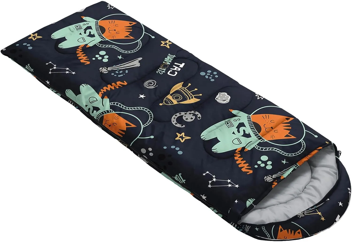 Kids Sleeping Bag for Boys Girls,Blue Ripples Print-Lightweight Warm Portable Outdoor Indoor-Waterproof Cold Weather Resistant Sleeping Bag for Camping Hiking