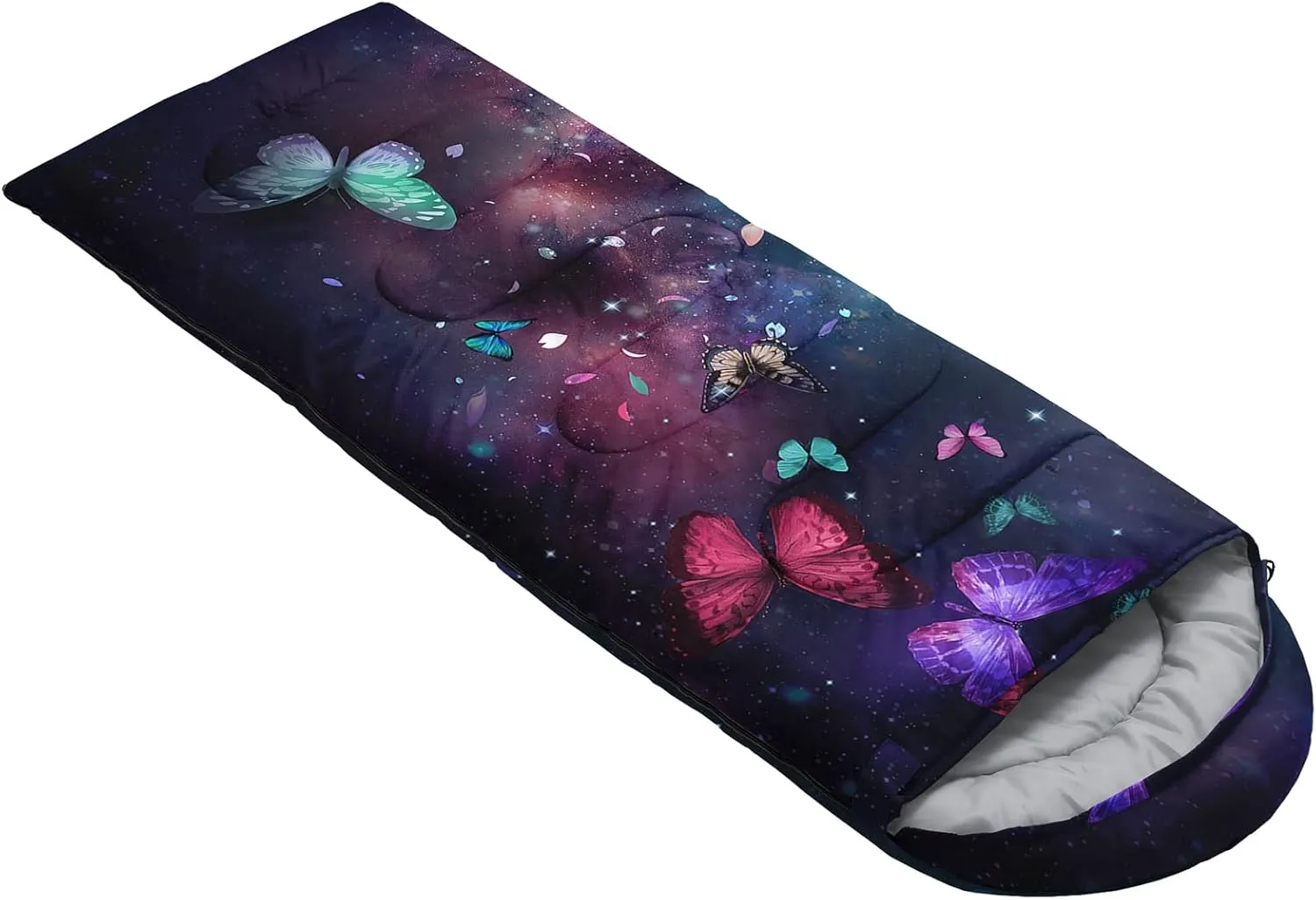Kids Sleeping Bag for Boys Girls,Blue Ripples Print-Lightweight Warm Portable Outdoor Indoor-Waterproof Cold Weather Resistant Sleeping Bag for Camping Hiking