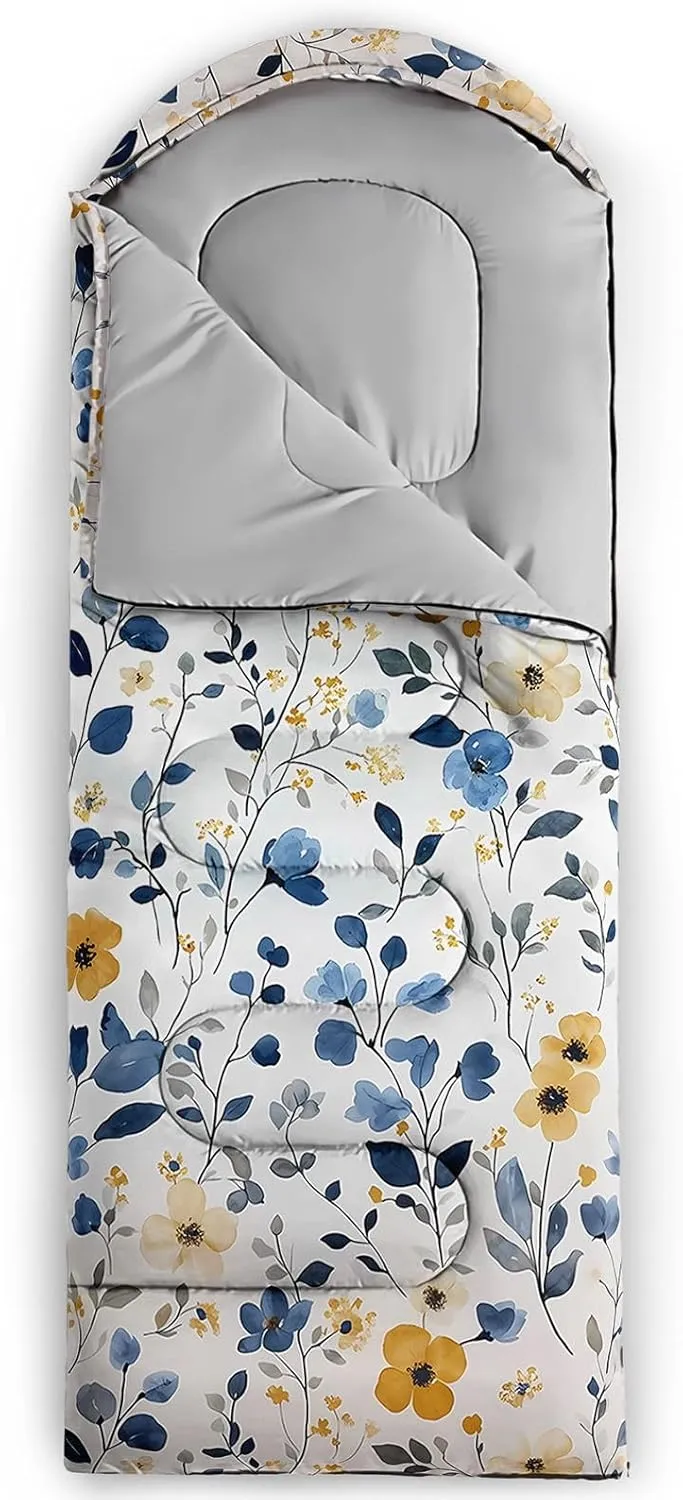 Kids Sleeping Bag for Boys Girls,Cartoon Blue Unicorn Print-Lightweight Warm Portable Outdoor Indoor-Waterproof Cold Weather Resistant Sleeping Bag for Camping Hiking