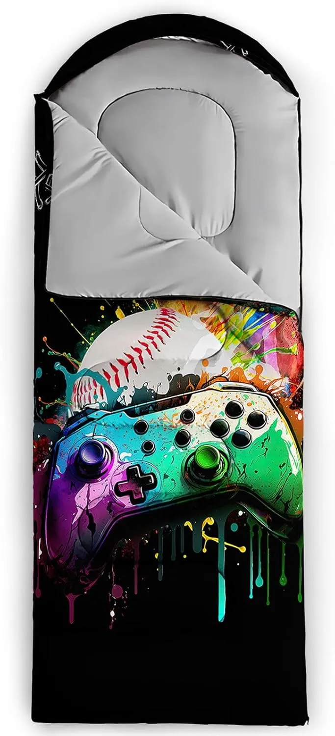 Kids Sleeping Bag for Boys Girls,Cute Puppy Print-Lightweight Warm Portable Outdoor Indoor-Waterproof Cold Weather Resistant Sleeping Bag for Camping Hiking