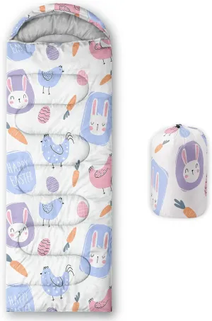 Kids Sleeping Bag for Boys Girls,Cute Puppy Print-Lightweight Warm Portable Outdoor Indoor-Waterproof Cold Weather Resistant Sleeping Bag for Camping Hiking