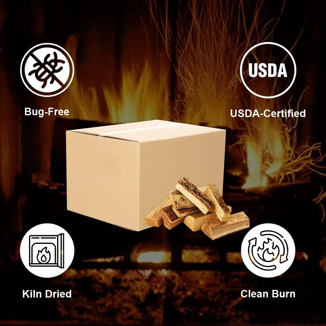 Kiln Dried Firewood - Cherry, 1100 Cu. in, 16-18 Logs ~ 8" x 2.5" Logs. Solo Stove and Cooking Wood for Grilling, Smoking, and Firepits, Cherry.