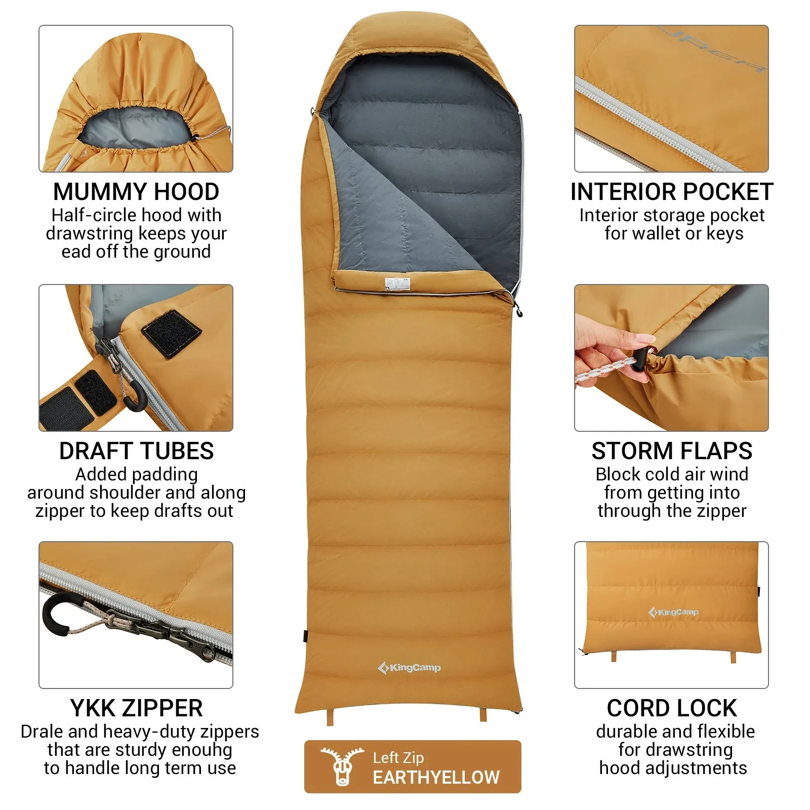 KingCamp Envelope Sleeping Bag, Camping Sleeping Bag