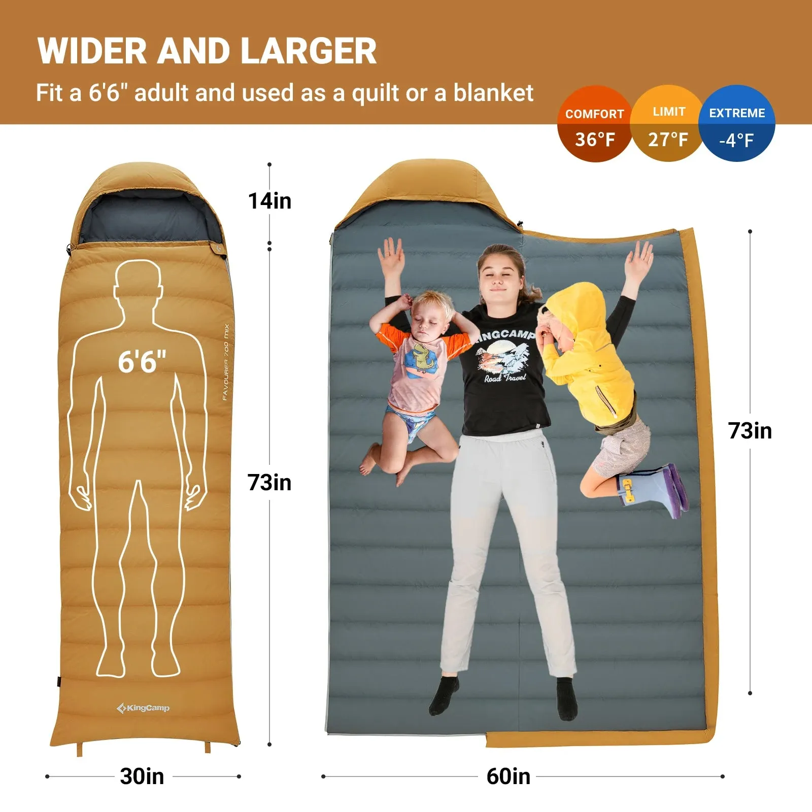 KingCamp Envelope Sleeping Bag, Camping Sleeping Bag