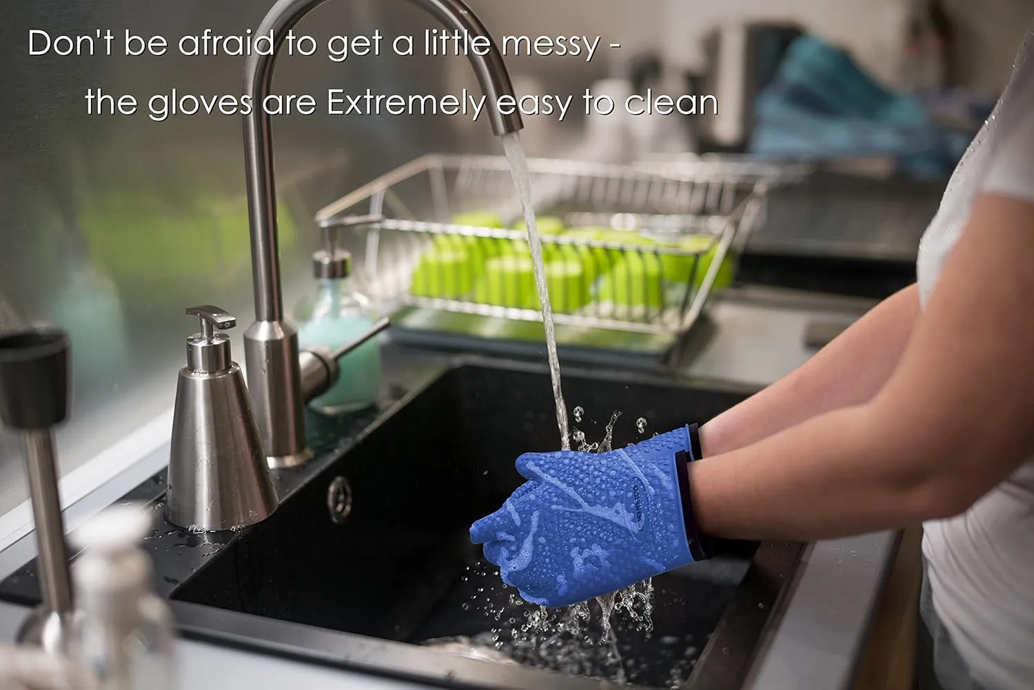 KITCHEN PERFECTION S Silicone Smoker Oven Gloves -Extreme Heat Resistant BBQ Gloves -Handle Hot Food Right on Your Grill Fryer Pit|Waterproof Oven Mitts |Superior Value Set 3 Bonuses