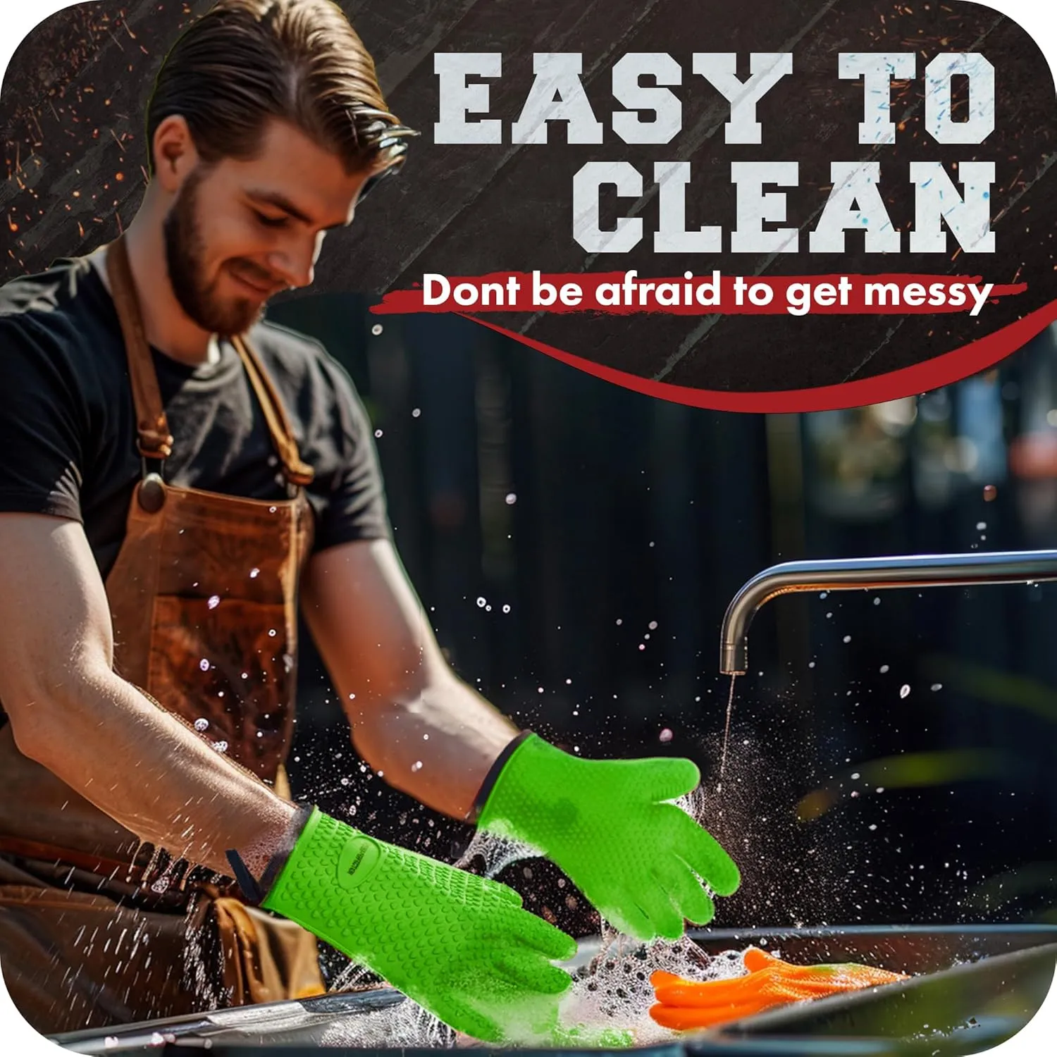 Kitchen perfection S Silicone Smoker Oven Gloves -Extreme Heat Resistant BBQ Gloves -Handle Hot Food Right on Your Grill Fryer Pit|Waterproof Oven Mitts |Superior Value Set 3 Bonuses