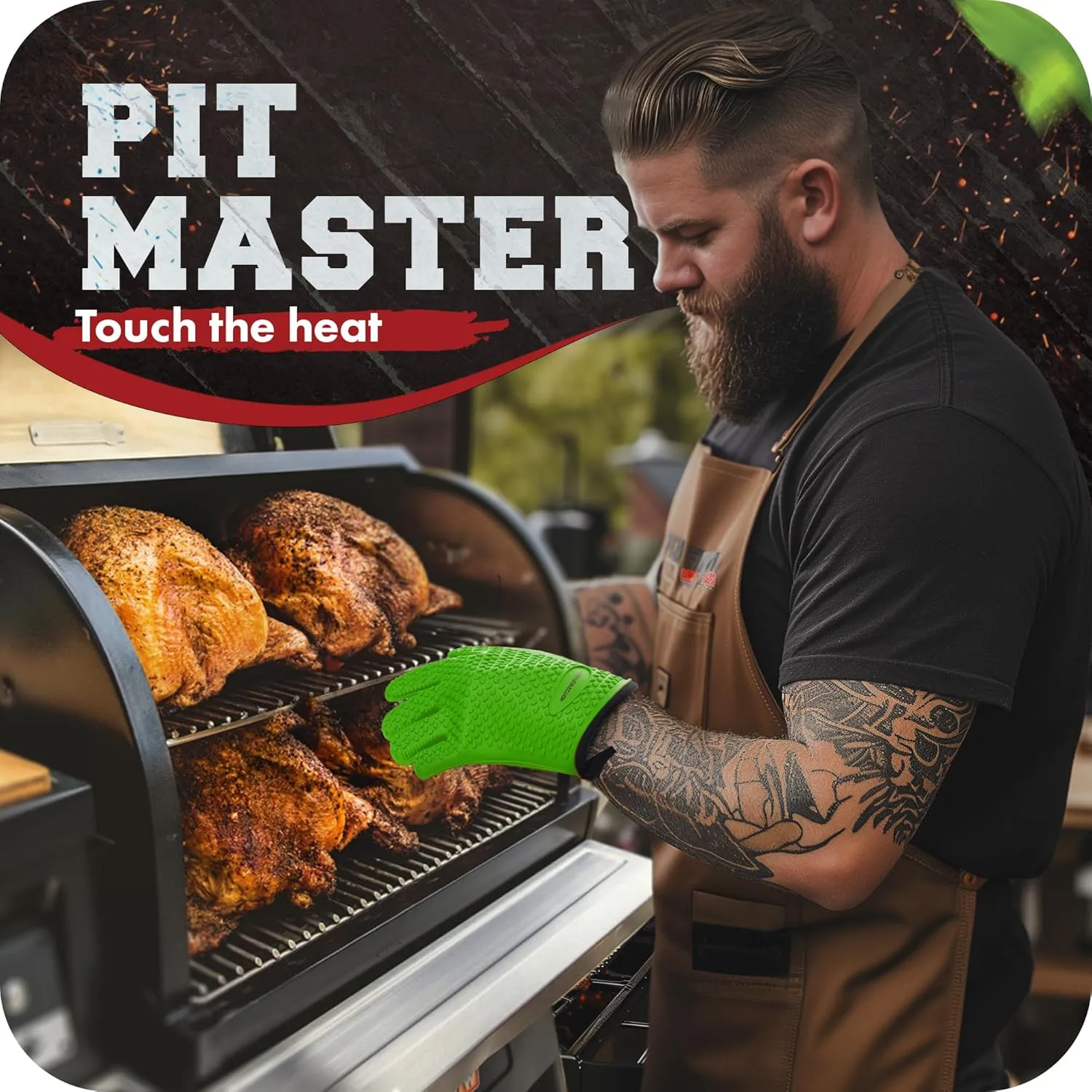 Kitchen perfection S Silicone Smoker Oven Gloves -Extreme Heat Resistant BBQ Gloves -Handle Hot Food Right on Your Grill Fryer Pit|Waterproof Oven Mitts |Superior Value Set 3 Bonuses