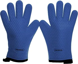 KITCHEN PERFECTION S Silicone Smoker Oven Gloves -Extreme Heat Resistant BBQ Gloves -Handle Hot Food Right on Your Grill Fryer Pit|Waterproof Oven Mitts |Superior Value Set 3 Bonuses