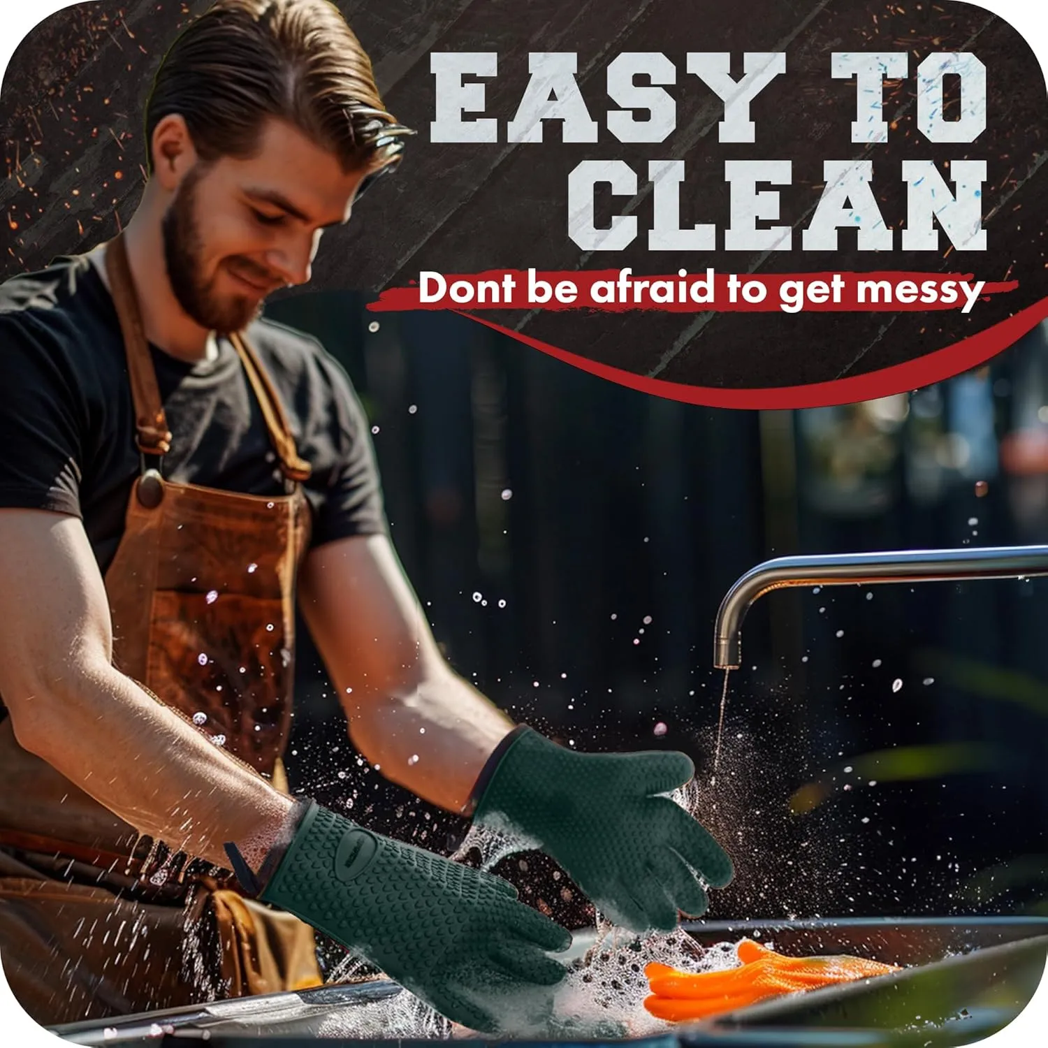 Kitchen perfection XL Silicone Smoker Oven Gloves-Extreme Heat Resistant BBQ Gloves-Handle Hot Food Right on Your Grill Fryer&Pit|Waterproof Grilling Cooking Baking Mitts|Superior Value Set 3 Bonuses