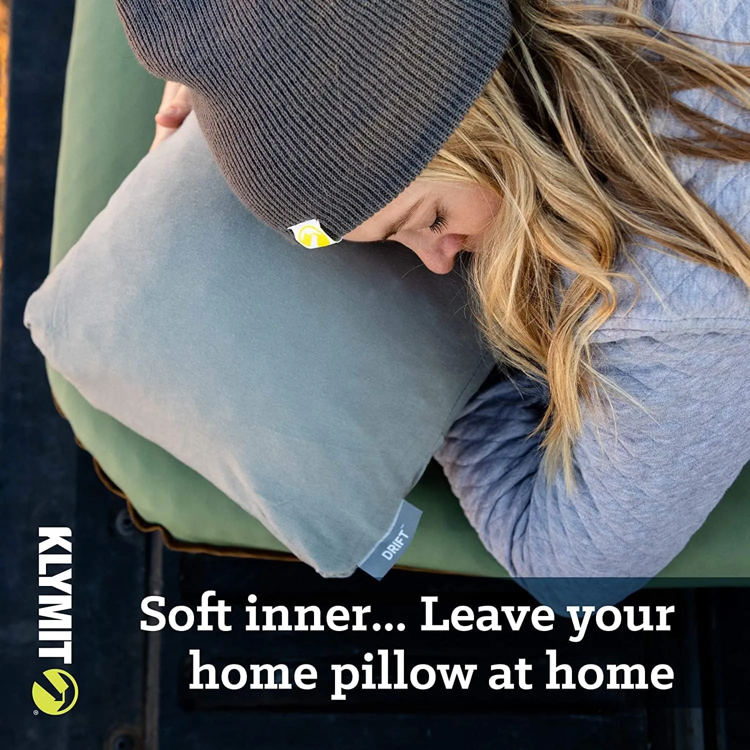 Klymit Drift Camping Pillow, Shredded Memory Foam Travel Pillow with Reversible Cover for Outdoor Use, Orange, Regular
