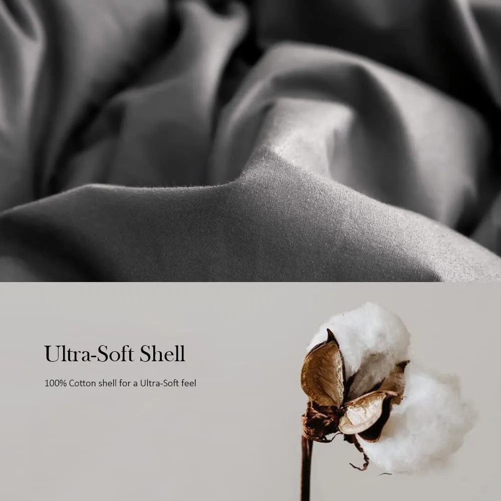 KRT Luxurious Goose Feathers Down Comforter - Dark Grey Queen Size 50 Oz Medium Weight Duvet Insert - 100% Cotton Cover with 8 Corner Tabs (Queen All-Season, 90''x90'')