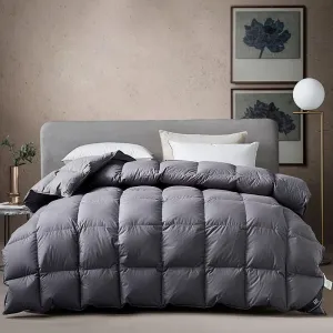 KRT Luxurious Goose Feathers Down Comforter - Dark Grey Queen Size 50 Oz Medium Weight Duvet Insert - 100% Cotton Cover with 8 Corner Tabs (Queen All-Season, 90''x90'')