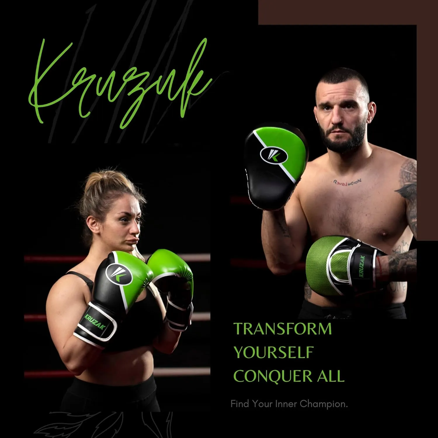 Kruzak Premium Boxing Gloves and Focus Mitts Set for Kickboxing and Muay Thai MMA Training| Focus Pads and Training Gloves | Fitness Kit for Martial Arts & Karate | 08, 10, 12, 14, 16 oz Gloves